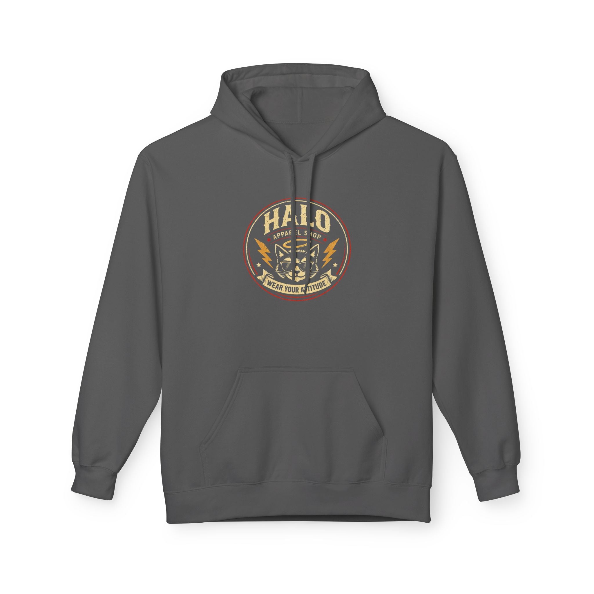 Halo Apparel Shop Hoodie, Vintage Patch Hoodie — Courage, Honor, Rescue Crew Sweatshirt