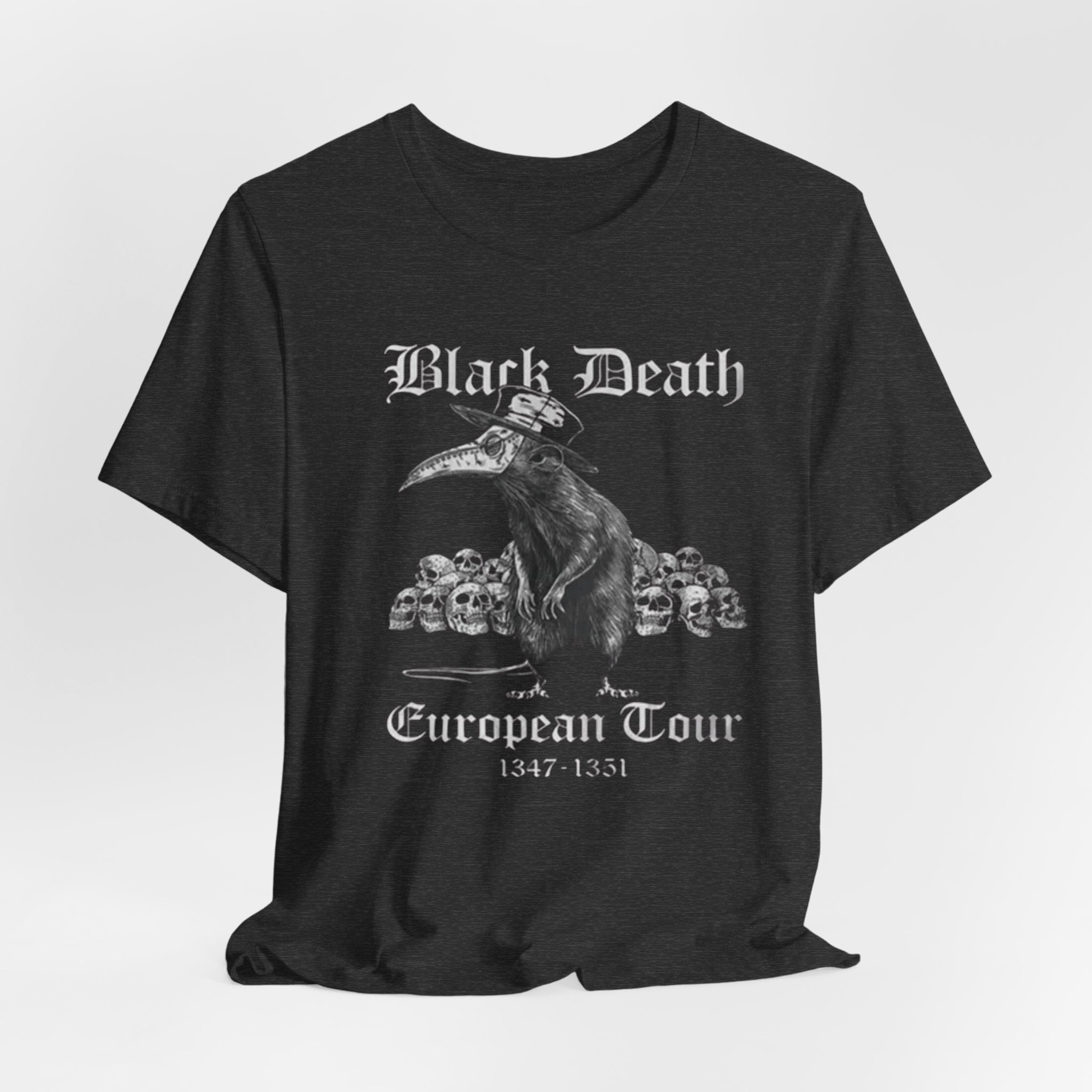 Black Death Plague Doctor crow European Tour T-Shirt | 1347-1351 gothic tee