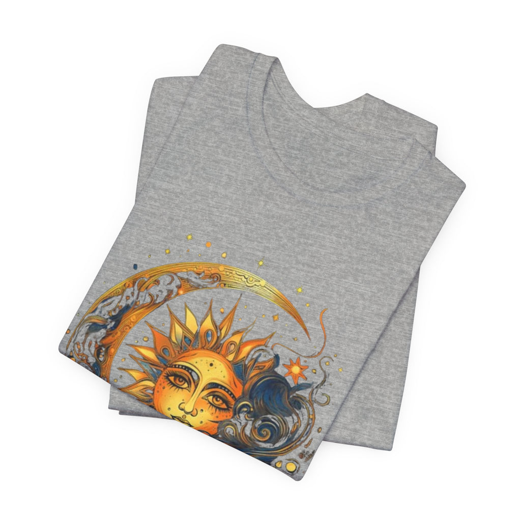 Sun and Moon Graphic Tee, Cosmic T-shirt for Astrology Lovers, Unisex Summer Tee, Celestial Art Shirt, Unique Gift Idea, Horoscope Fashion