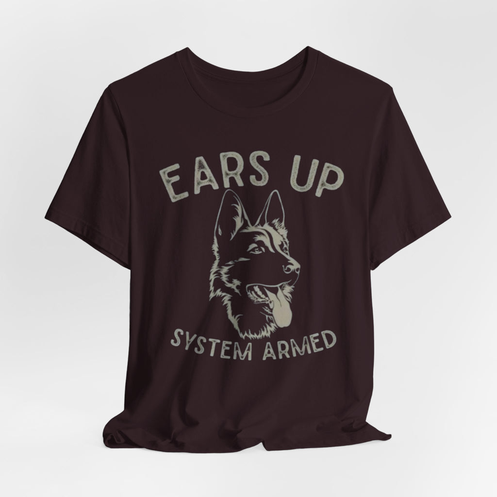 German Shepherd  Ears Up K9 Graphic Tee — "System Armed" German Shepherd Dog Shirt