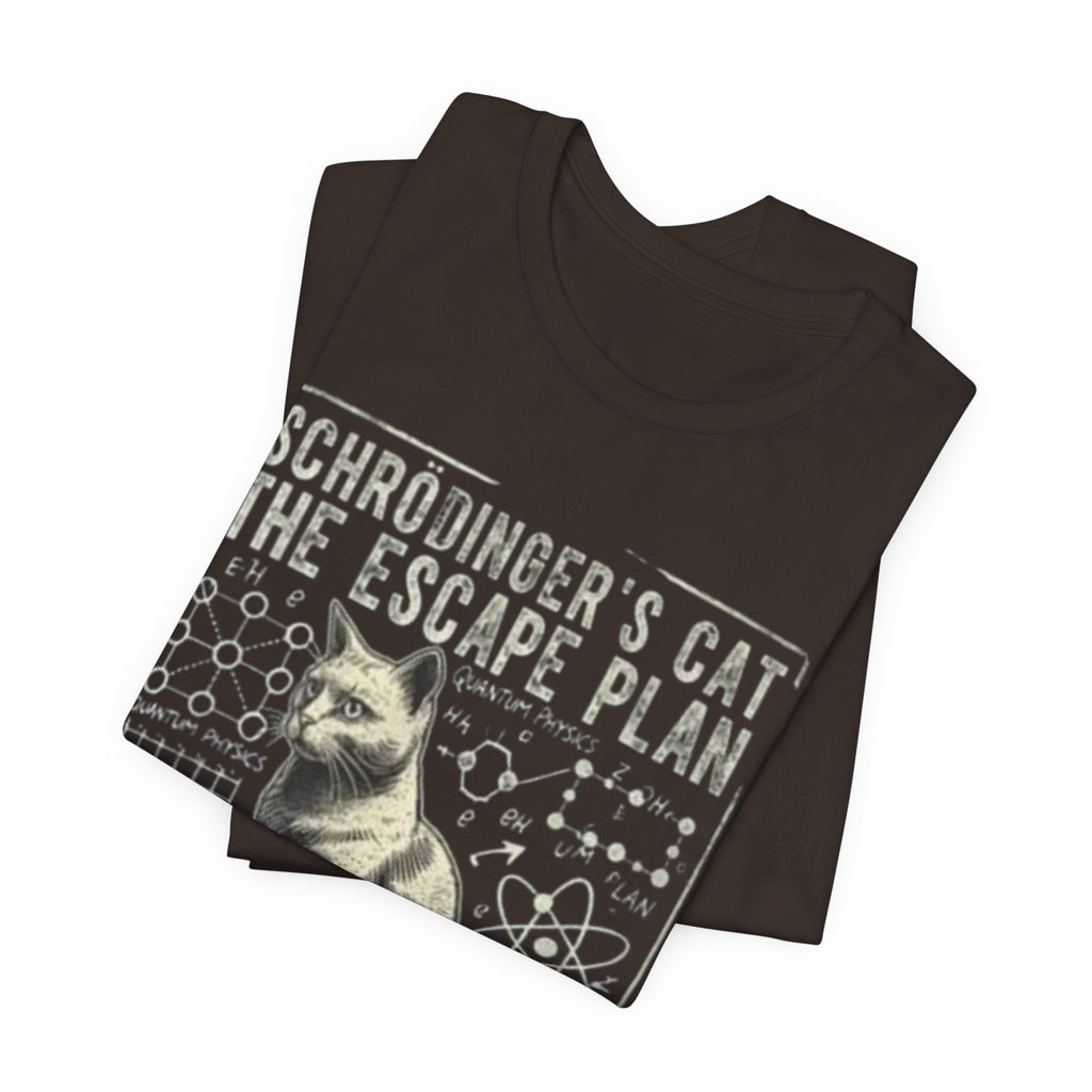 Schrödinger's Cat Escape Plan Tee | Physics Cat Diagram Shirt