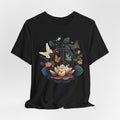 Lotus Bloom and Butterflies Tee | Floral Peace Symbol T-Shirt