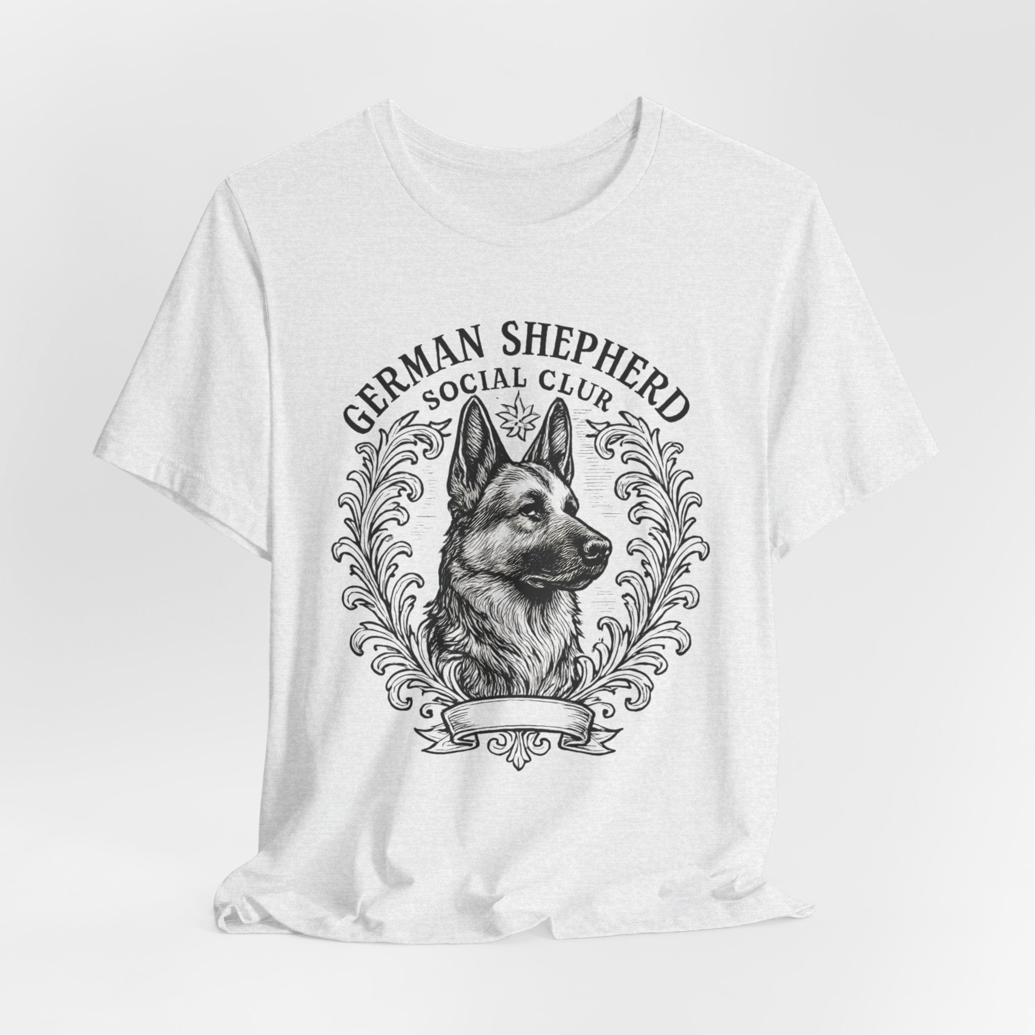 German Shepherd Social Club Tee - Unisex Short Sleeve Shirt for Dog Lovers, Pet Gift, Casual Wear, Canine Enthusiast Apparel
