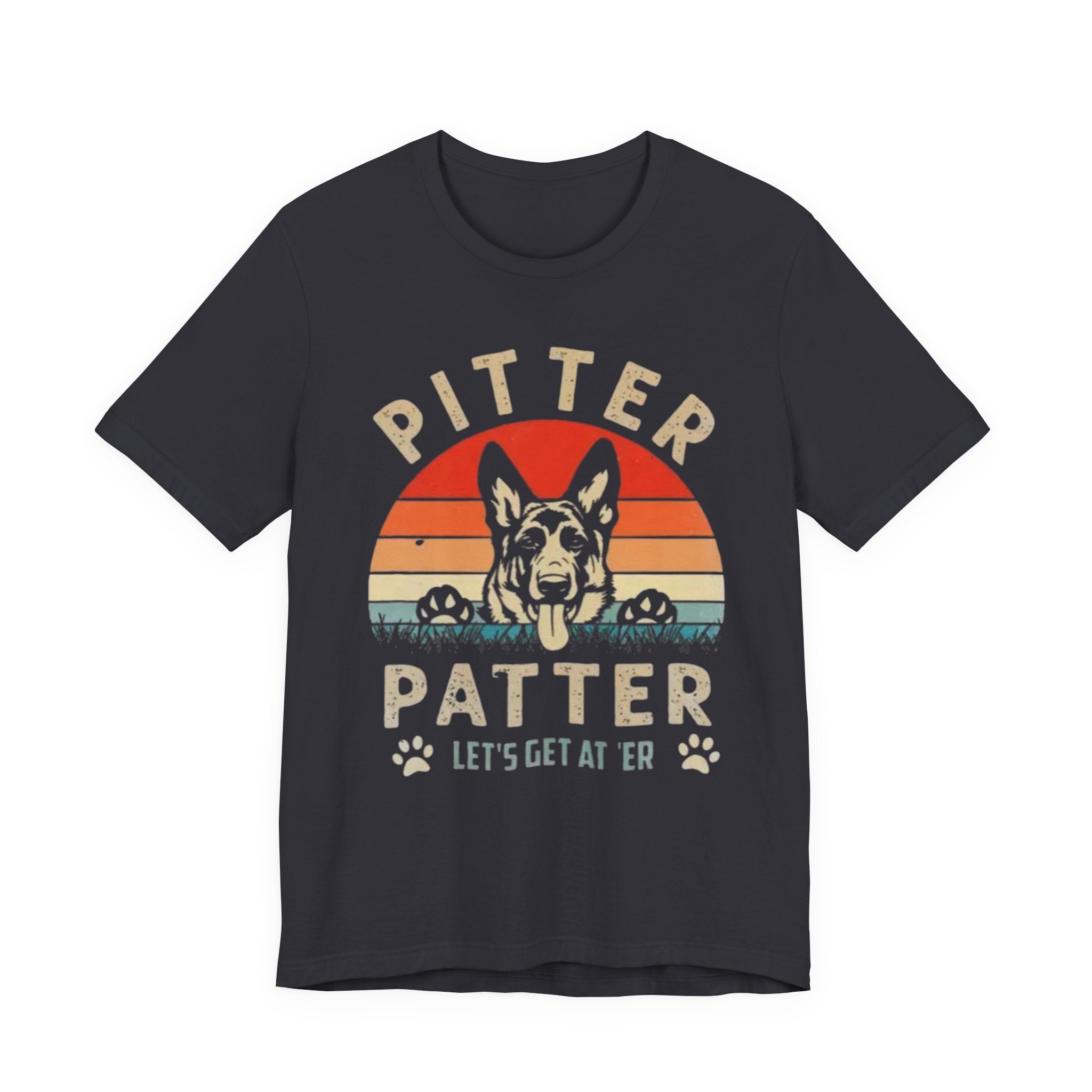 Pitter Patter German Shepherd Tee — 'Let's Get at 'Er' Retro Dog T-Shirt