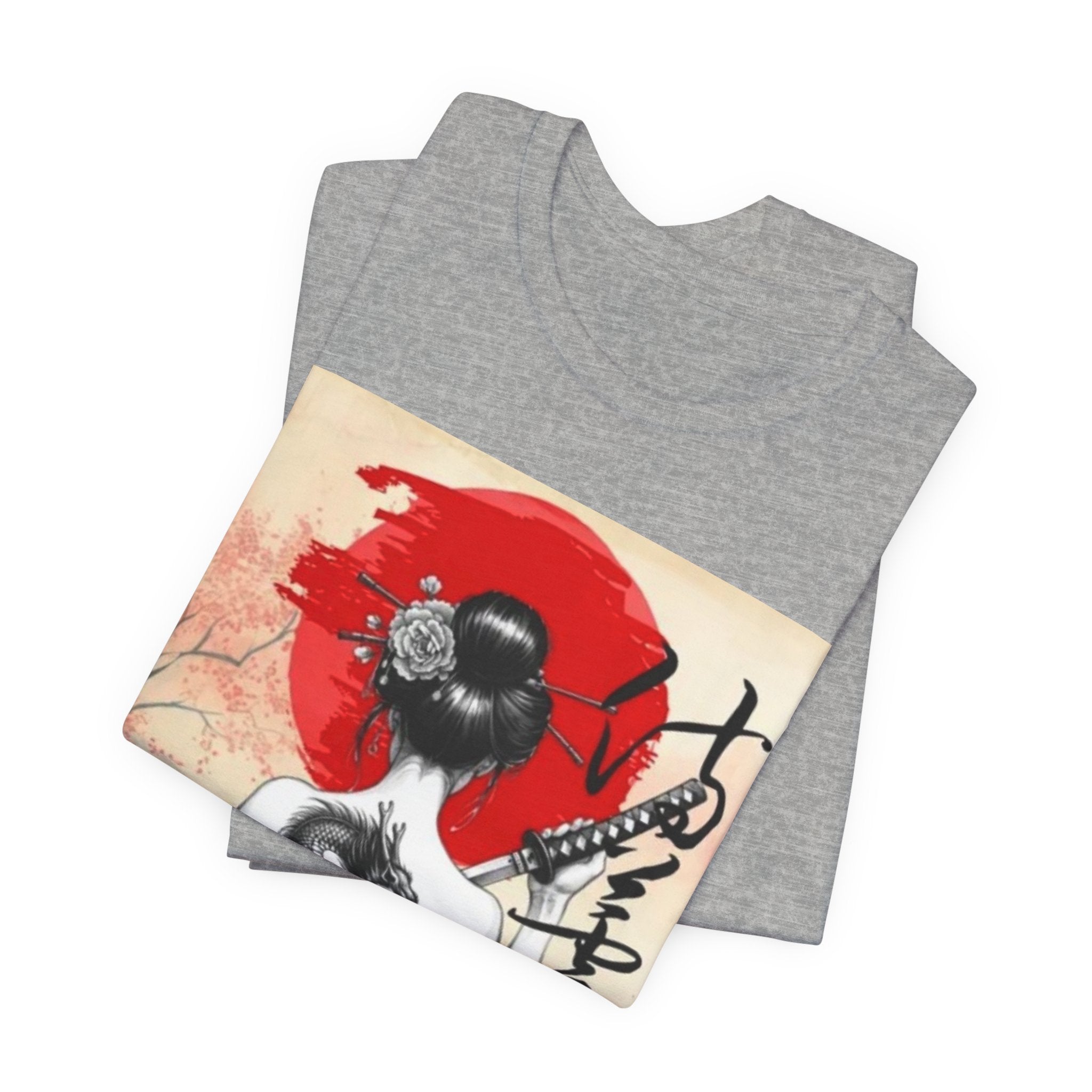 Geisha Portrait Tee | Japanese Red Sun, Dragon Tattoo, Calligraphy