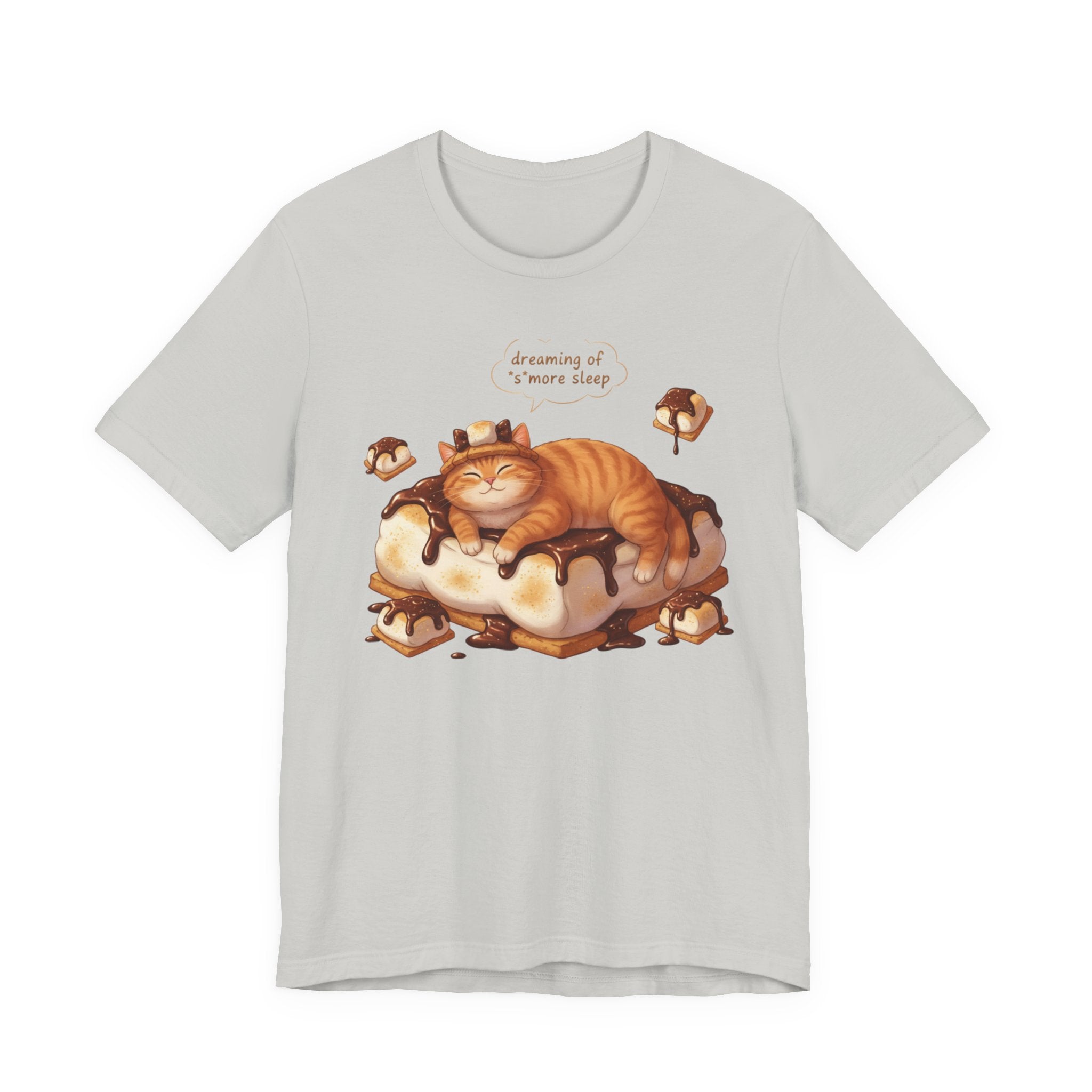 Sleeping Tabby on S'mores Tee | Cat Dessert Illustration T-Shirt