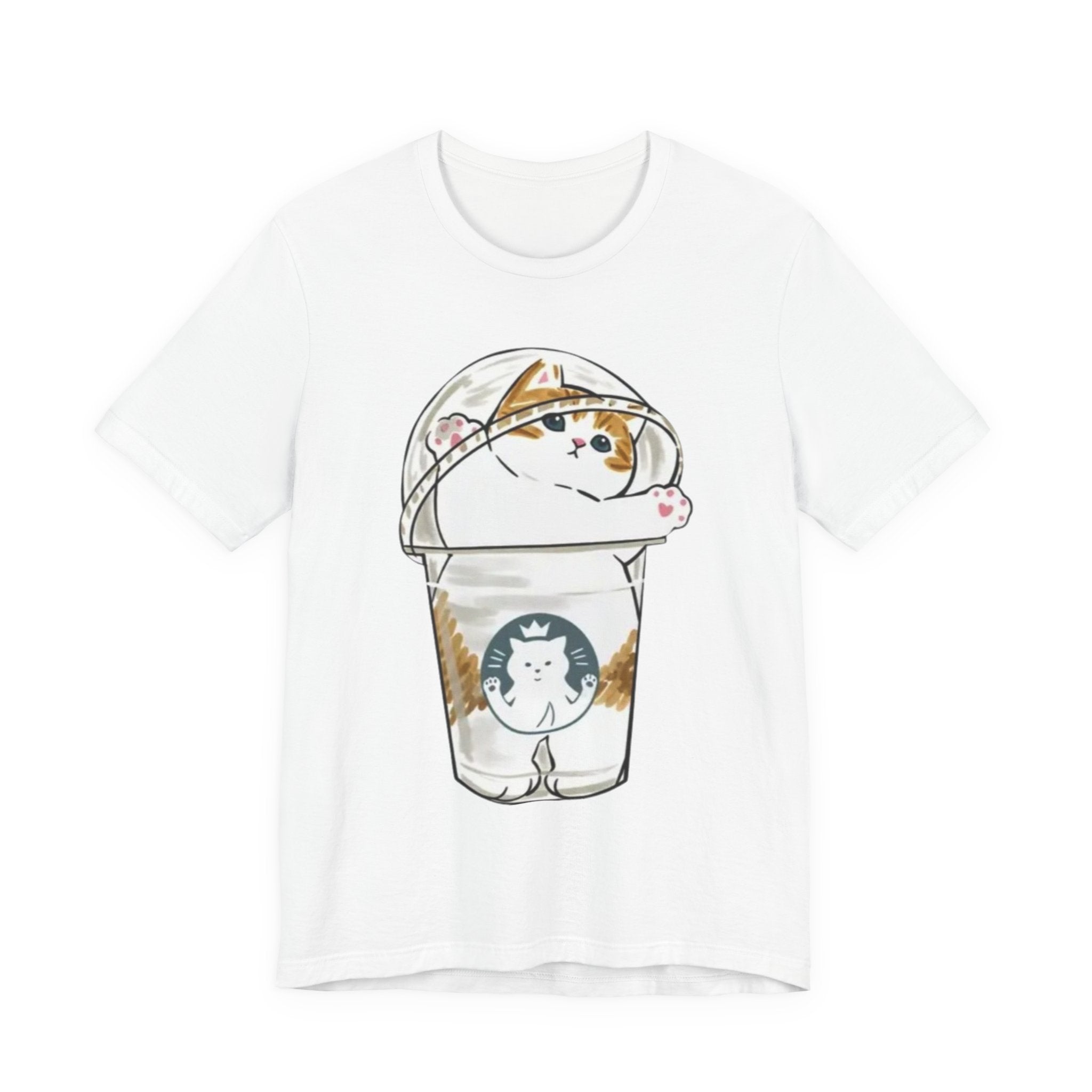 Cat in Bubble Tea Cup Tee | Kawaii Cat Boba Shirt, Cat in Coffee Cup tee, Cute Cat Illustration