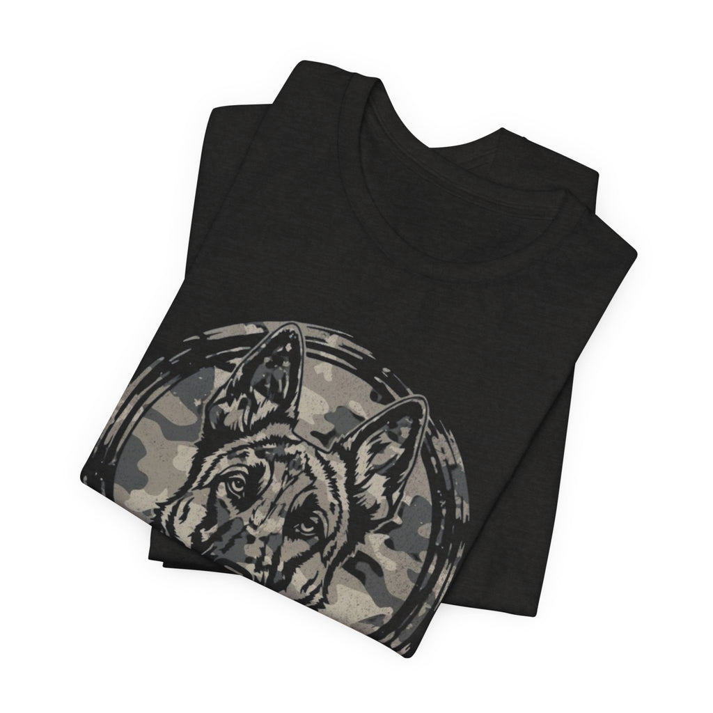 Belgian Malinios Graphic Tee – Camo Circle German Shepherd T‑Shirt