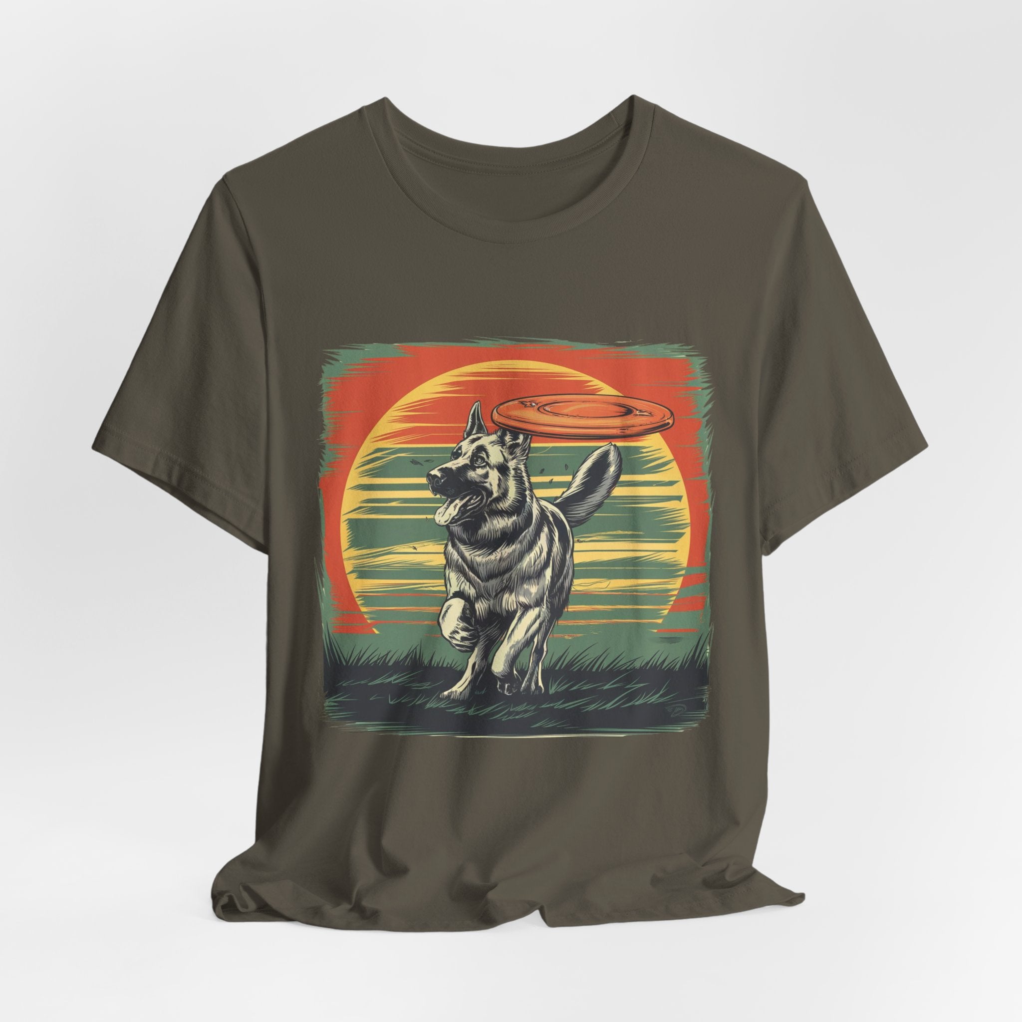 German Shepherd Dog Sunset T-Shirt, Dog Lover Tee, Animal Graphic Shirt, Outdoor Nature Top, Gift for Pet Owners