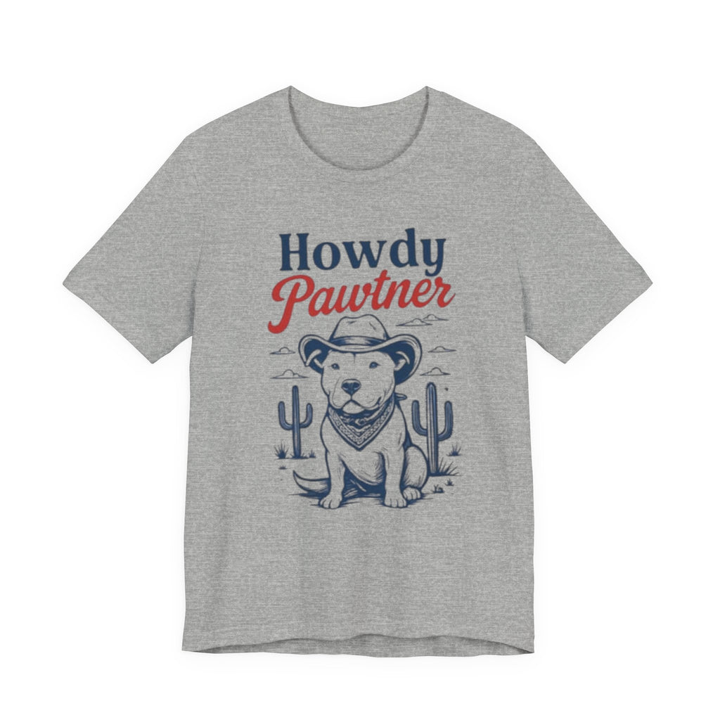Howdy Pawtner Dog Cowboy Tee | Pit bull tee,Western Cactus Puppy Illustration