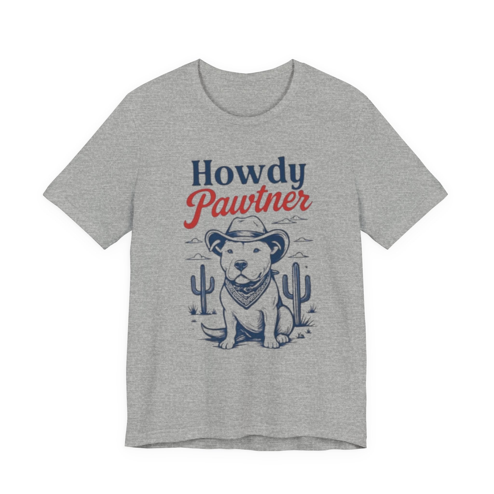 Howdy Pawtner Dog Cowboy Tee | Pit bull tee,Western Cactus Puppy Illustration