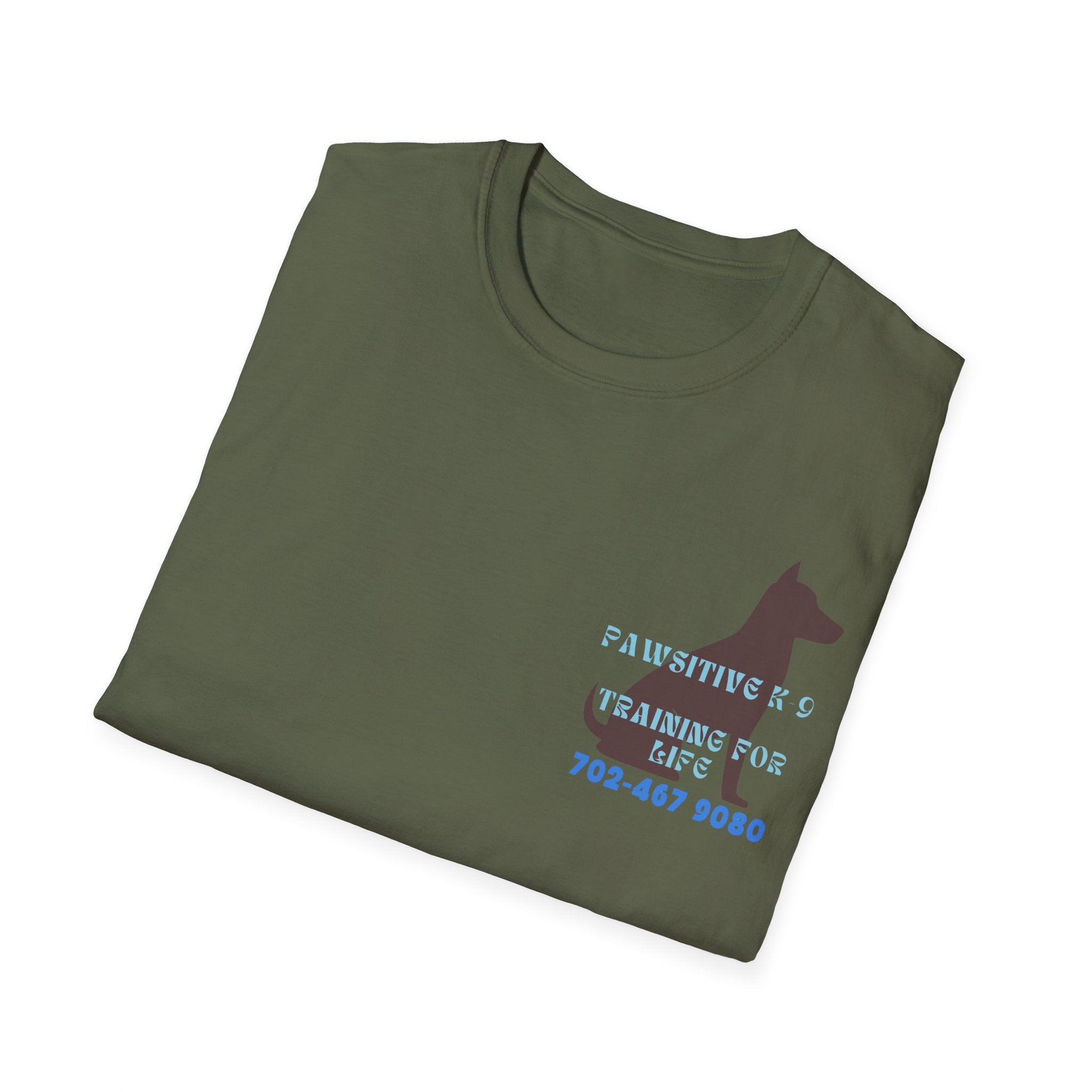 Dog Training T-Shirt — "Pawsitive K-9 Training for Real" with Contact Number, Personalized shirt