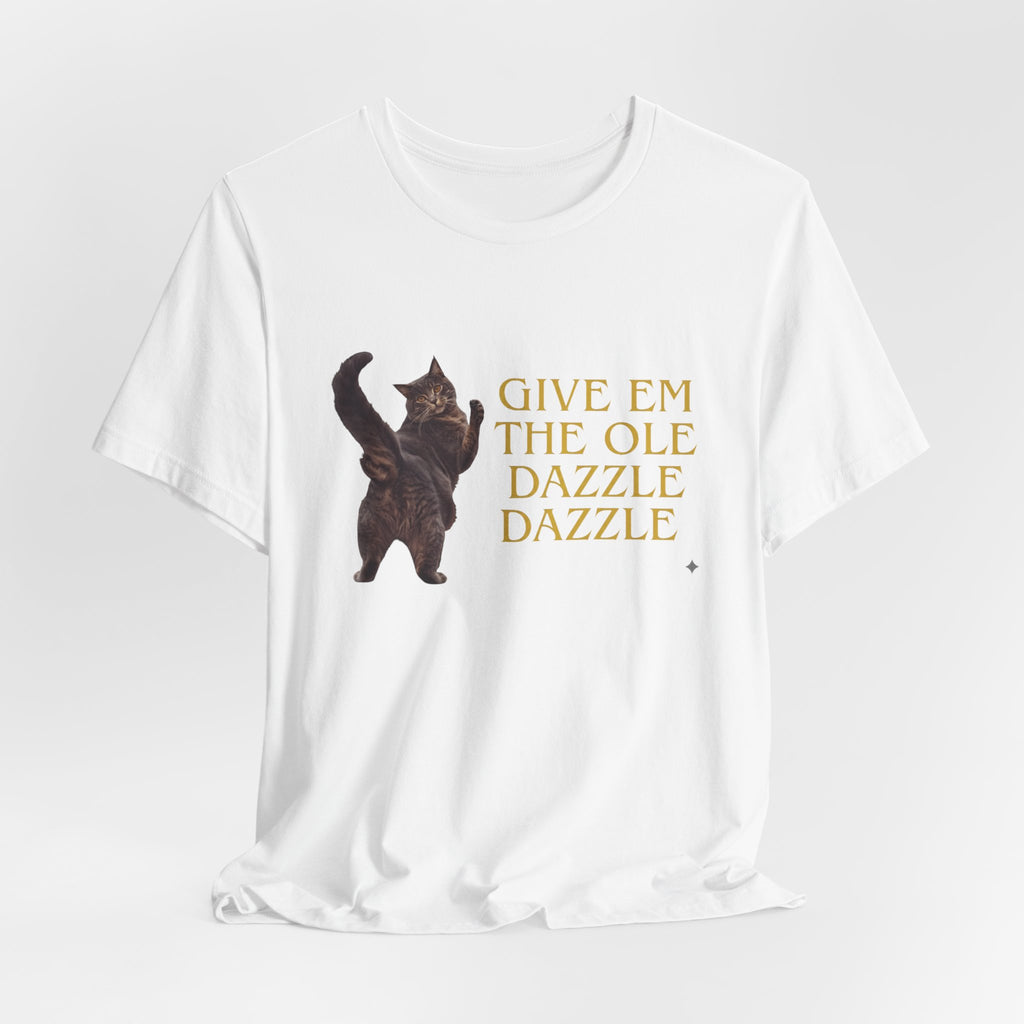 Give 'Em the Ole Dazzle Dazzle Cat T-Shirt | Retro Cat Illustration
