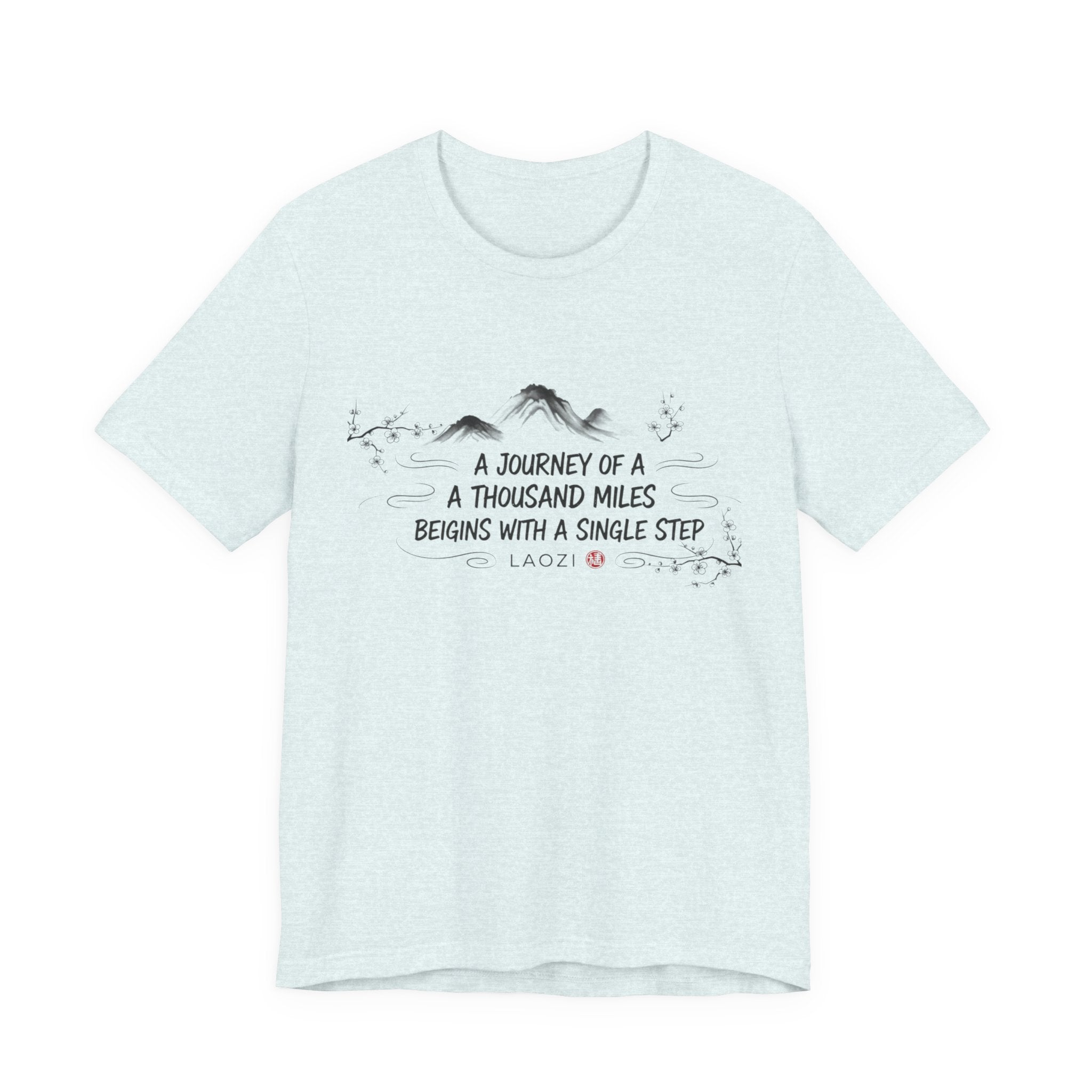 A Journey of a Thousand Miles tee | Mountain Quote Shirt, Minimal Zen Design
