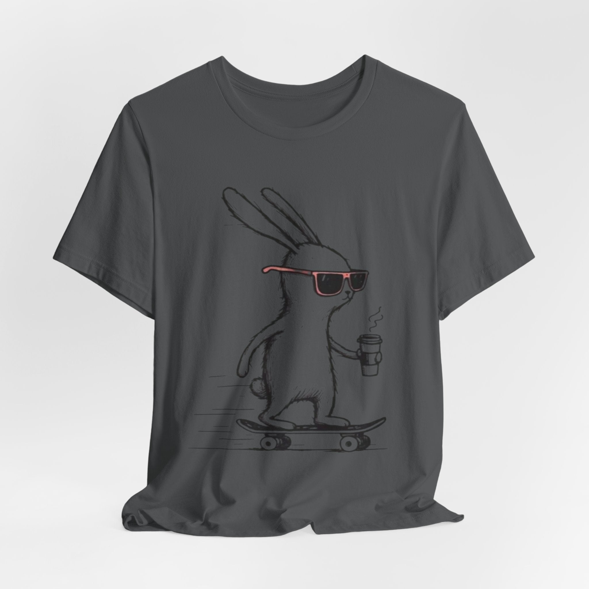 Cool Skateboarding Rabbit Tee, Unisex Short Sleeve Shirt, Funny Animal T-Shirt, Casual Daily Wear, Gift for Rabbit Lovers