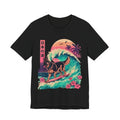 German Shepherd Dog  Surfing T-Shirt — Retro Japanese Wave Graphic Tee