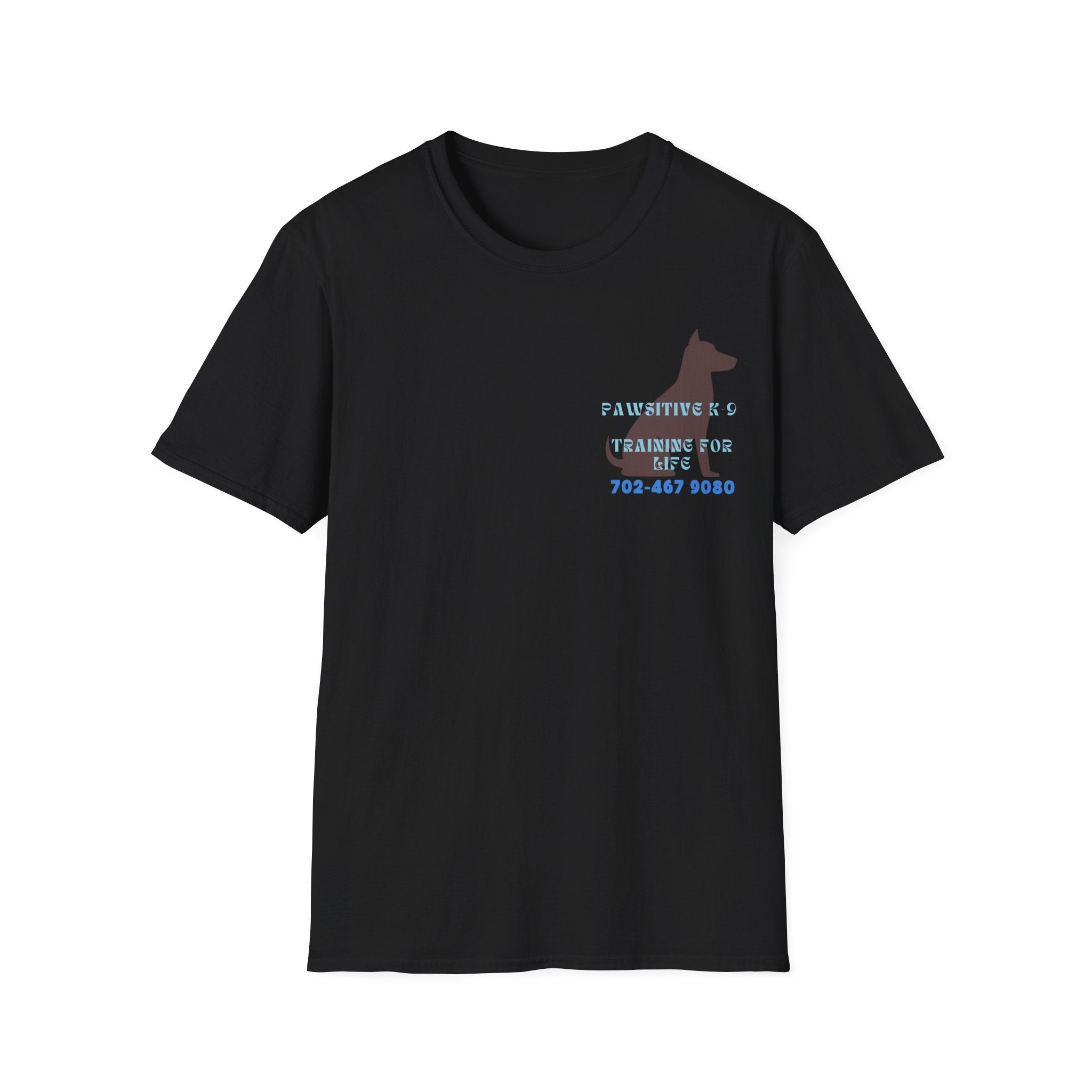 Dog Training T-Shirt — "Pawsitive K-9 Training for Real" with Contact Number, Personalized shirt