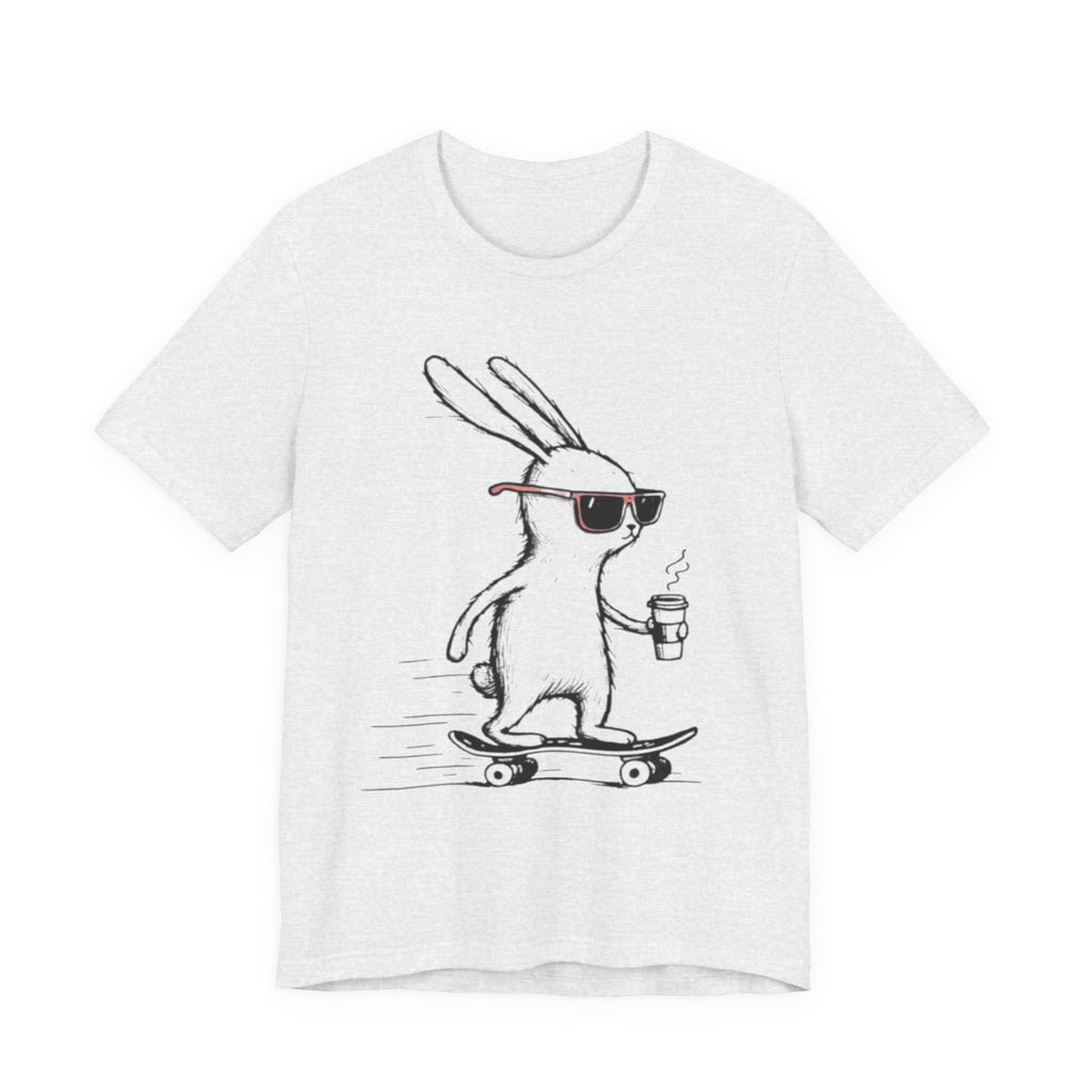 Cool Skateboarding Rabbit Tee, Unisex Short Sleeve Shirt, Funny Animal T-Shirt, Casual Daily Wear, Gift for Rabbit Lovers