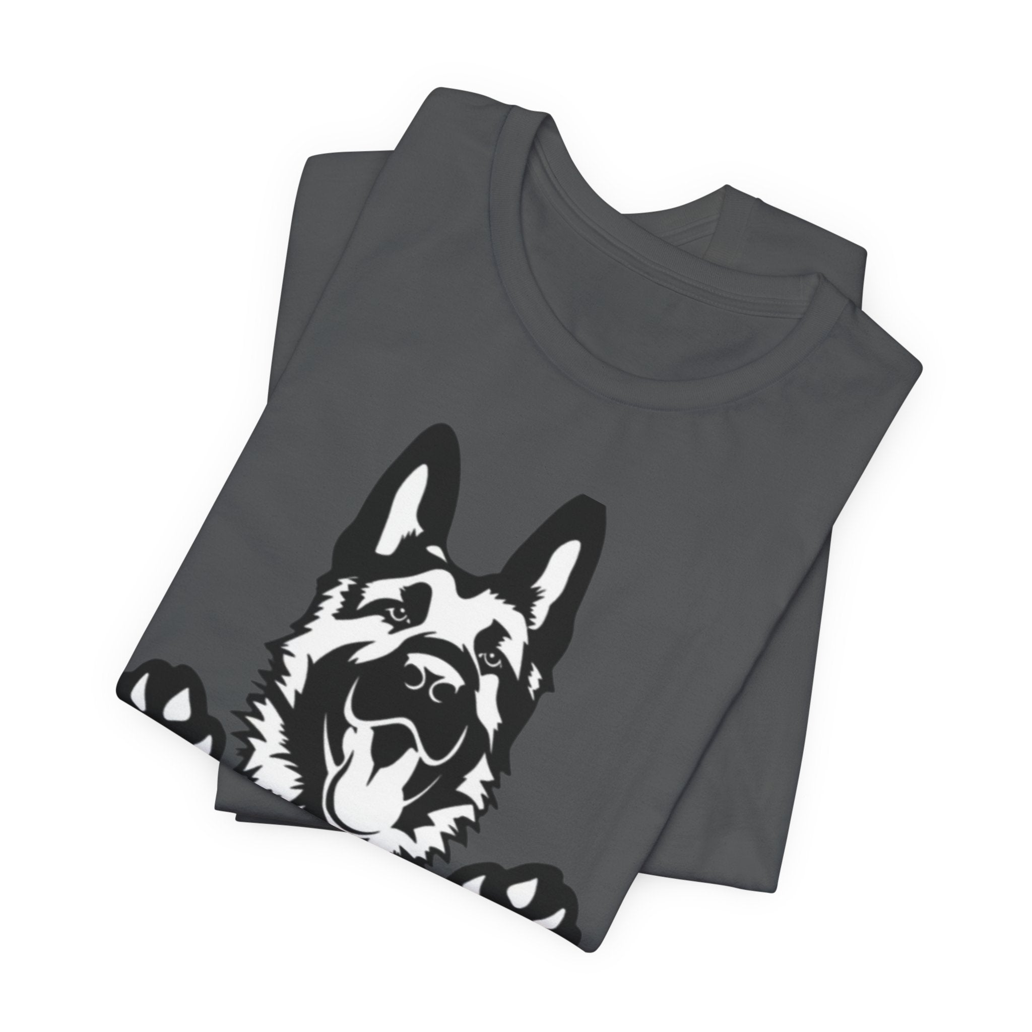 German Shepherd Peeking T-Shirt — Dog Lover Paw Print Tee
