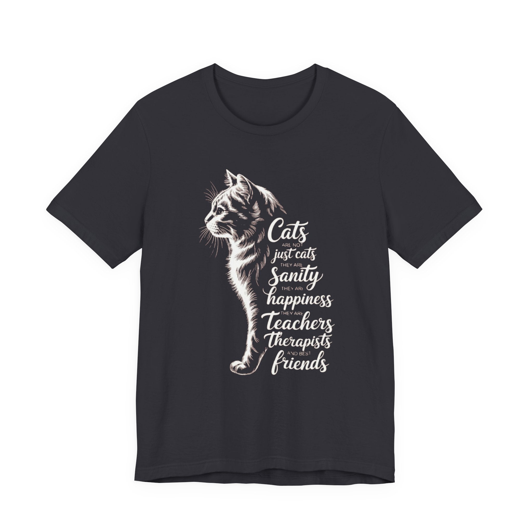 Cat Illustration Unisex Tee, Positive Vibes Motivational Tshirt, Cat Lover Shirt, Graphic Tee Gift, Inspirational Animal Tee