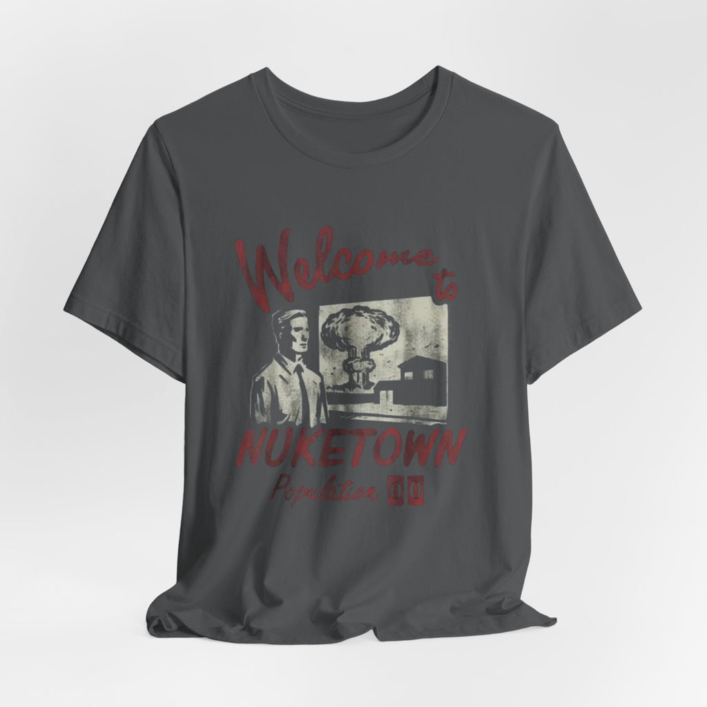 Nuketown Retro Tee — "Welcome to Nuketown" Vintage Gaming T‑Shirt, Fallout Tee