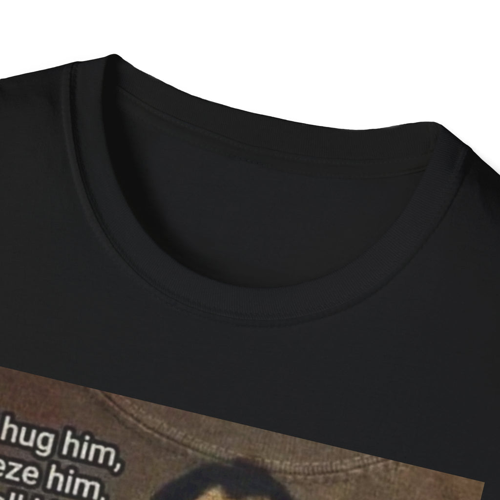 Funny Cat Meme T-Shirt — "I will hug him... The fuck you will" Vintage Portrait Cat Tee