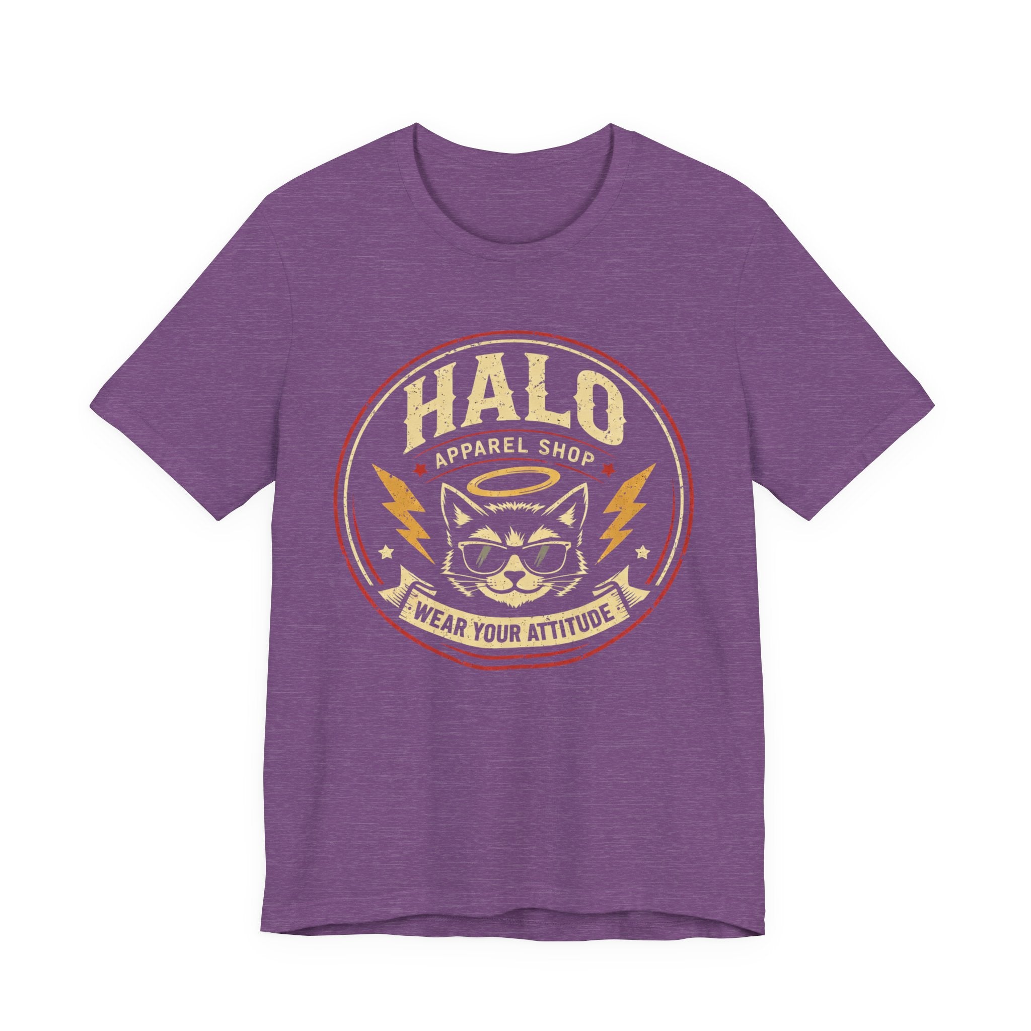 Halo Cat Graphic Tee — "Wear Your Attitude" Vintage Rock T-Shirt