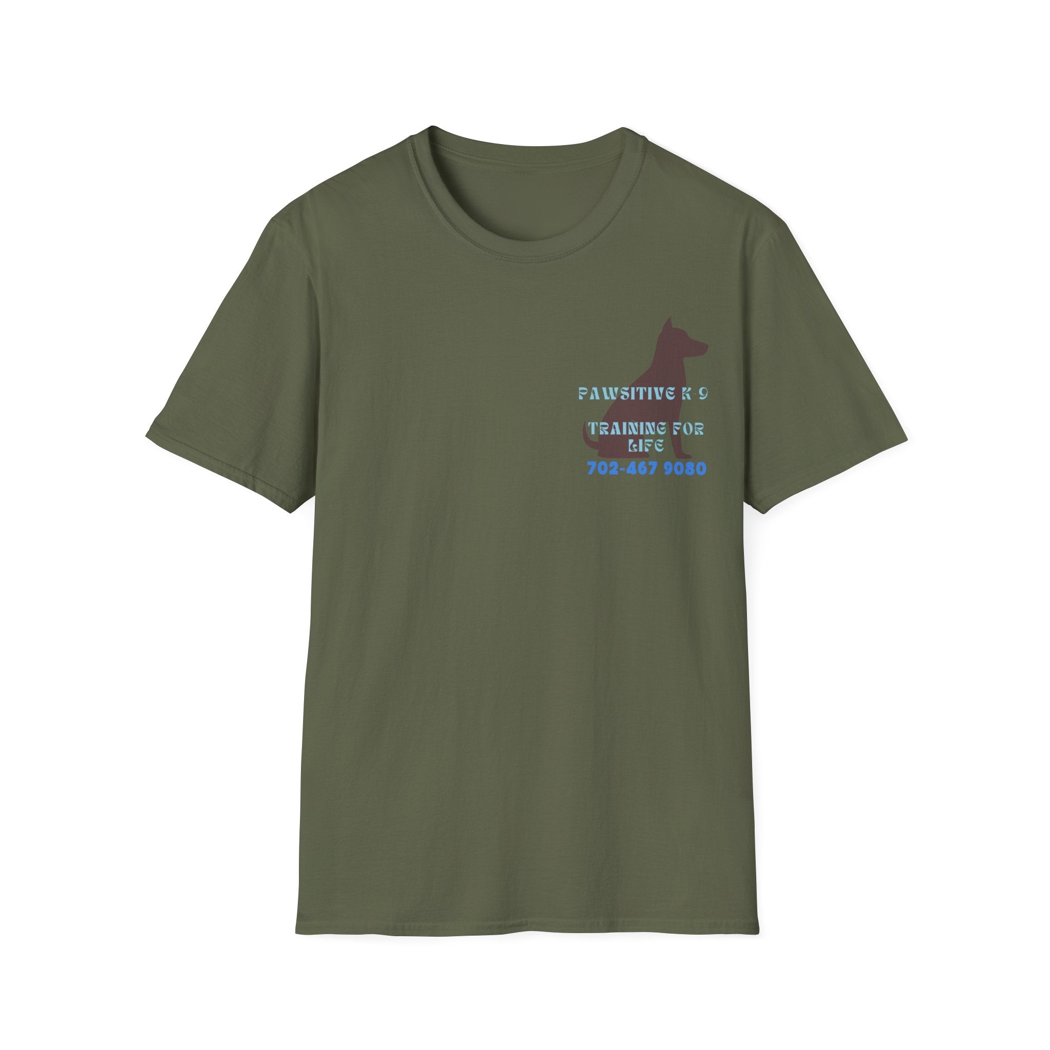 Dog Training T-Shirt — "Pawsitive K-9 Training for Real" with Contact Number, Personalized shirt