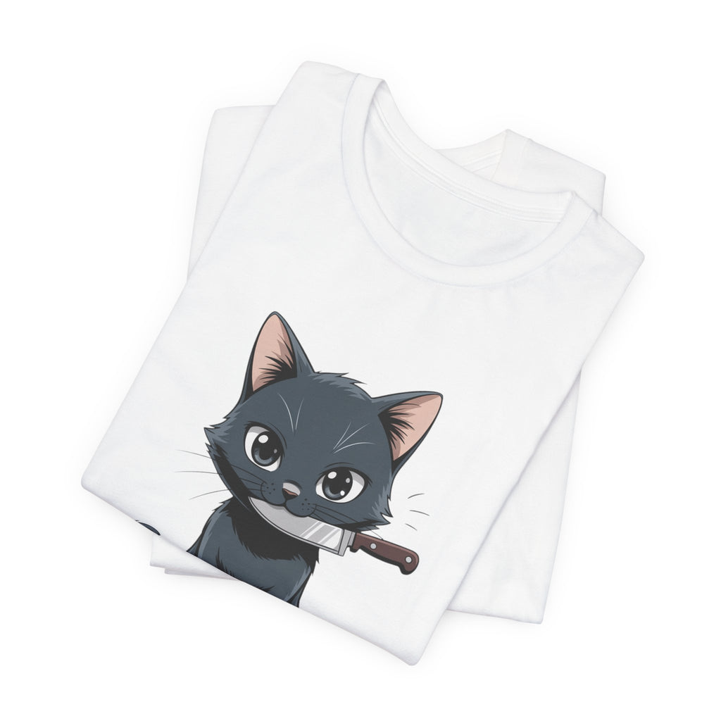 Cute Cat Snack Time Tee, Unisex Cartoon T-Shirt, Pet Lover Gift, Animal Lover Apparel, Funny Cat Shirt, Gift for Cat Owners
