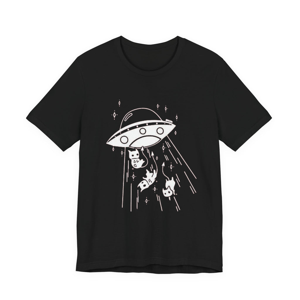 Alien cat abduction tee, Celestial Hand Line Art Tee | Minimal Mystic Illustration, White T-Shirt