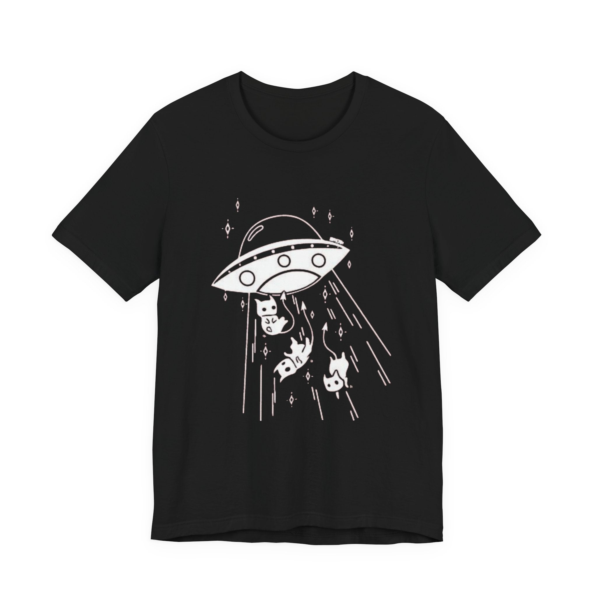 Alien cat abduction tee, Celestial Hand Line Art Tee | Minimal Mystic Illustration, White T-Shirt