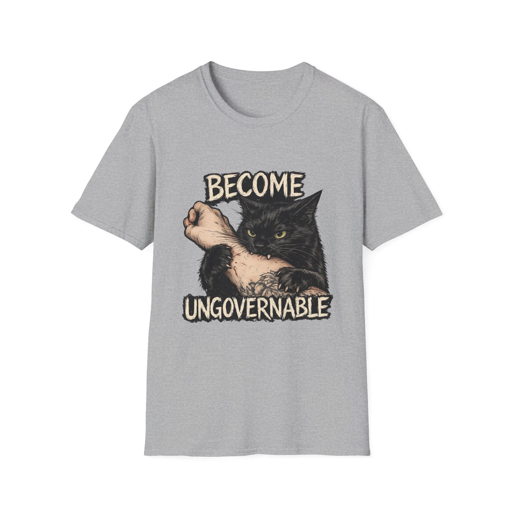 Become Ungovernable Cat T-Shirt — Rebellious Vintage Black Cat Graphic Tee