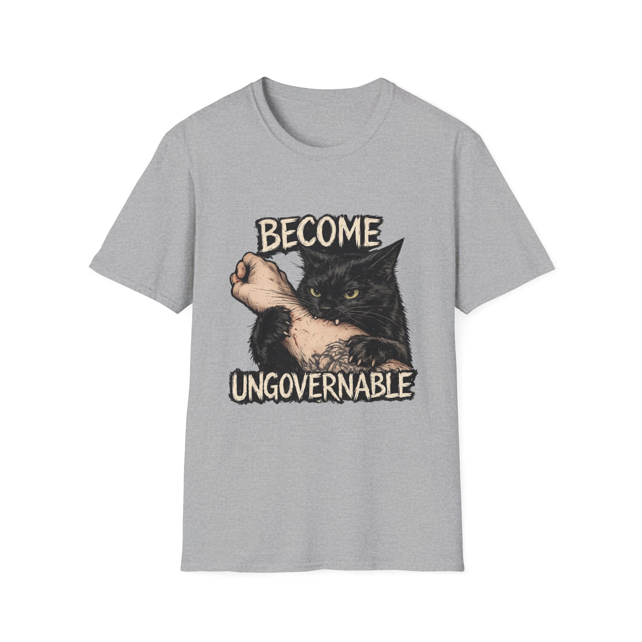Become Ungovernable Cat T-Shirt — Rebellious Vintage Black Cat Graphic Tee