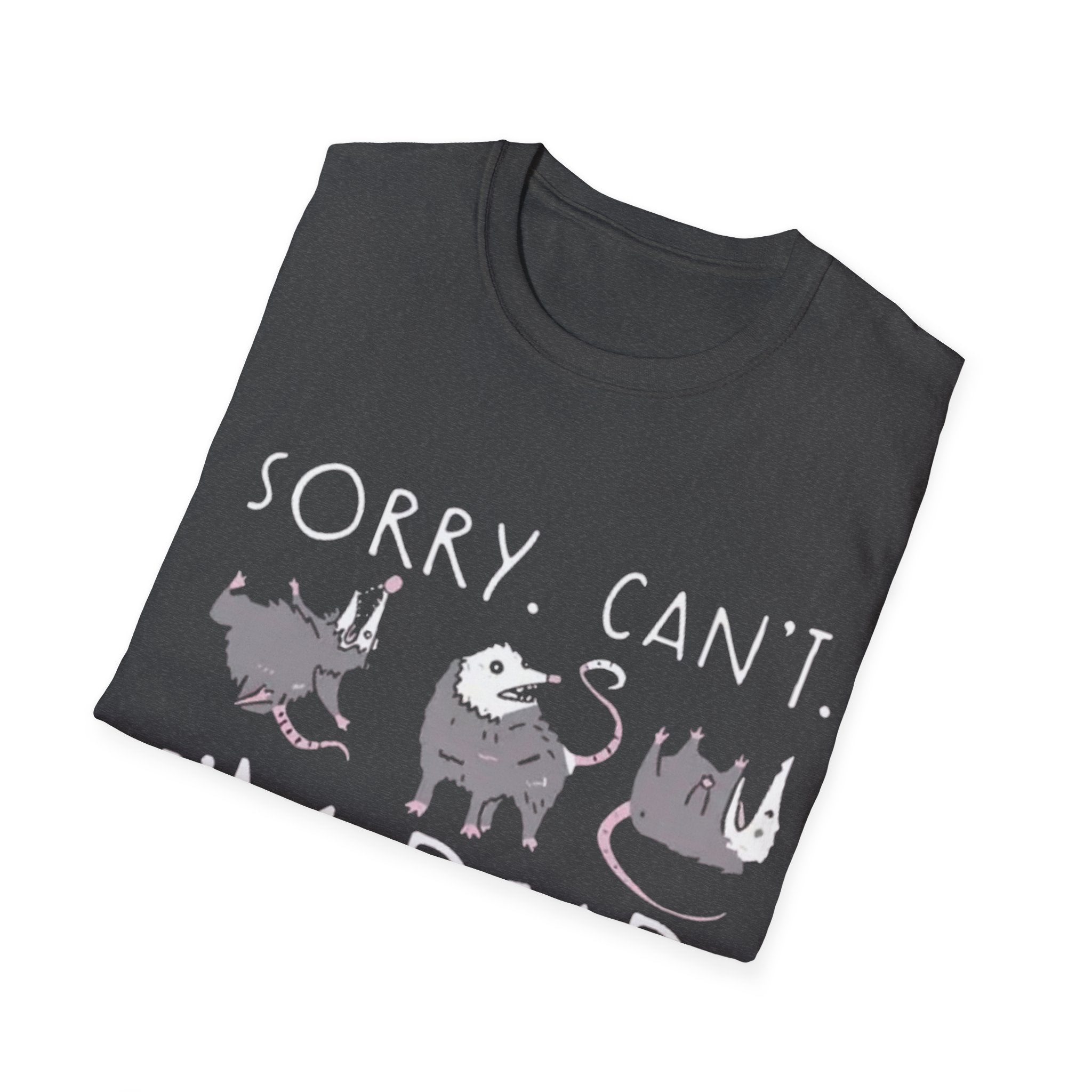 Sorry Can't I'm Dead Opossum T-Shirt | Goth Cat Illustration, Humorous Halloween Tee