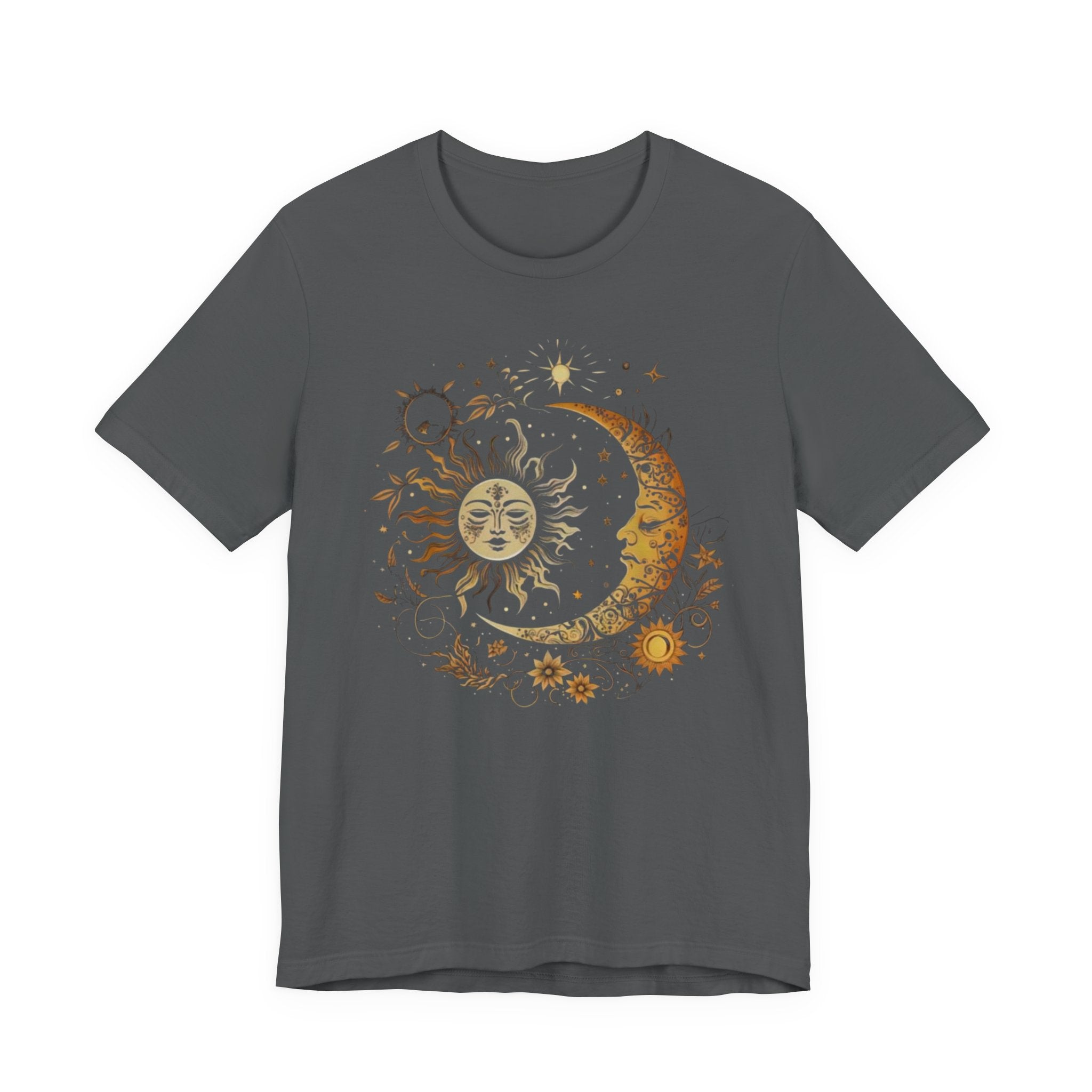 Celestial Sun and Moon Tee, Unisex Short Sleeve T-Shirt, Astrology Shirt, Gift for Astronomers, Cosmic Design Tee