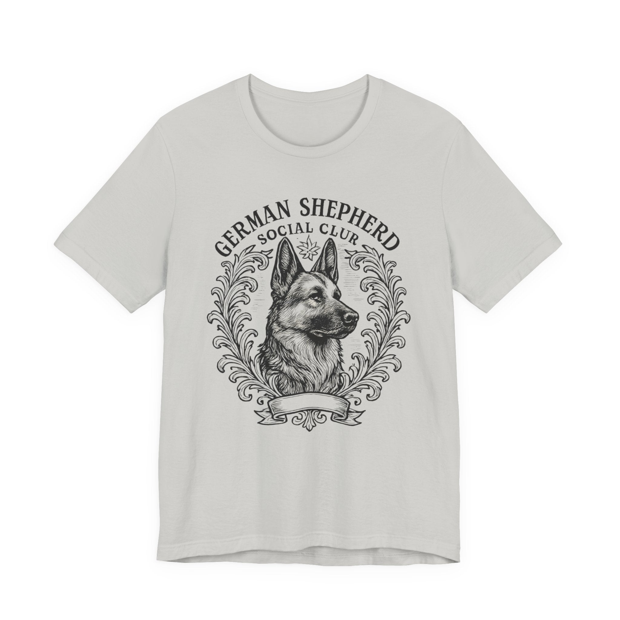 German Shepherd Social Club Tee - Unisex Short Sleeve Shirt for Dog Lovers, Pet Gift, Casual Wear, Canine Enthusiast Apparel