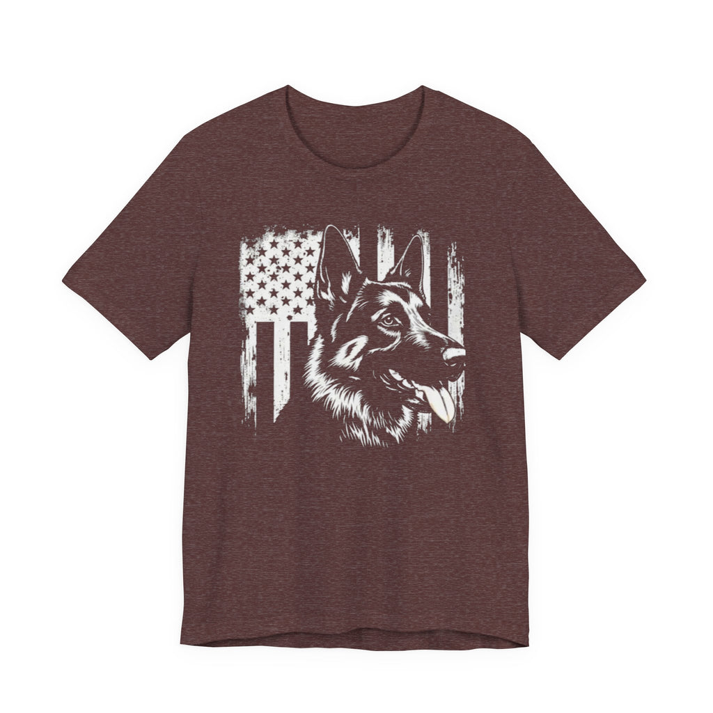 German Shepherd American Flag T‑Shirt — Patriotic K9 Tee