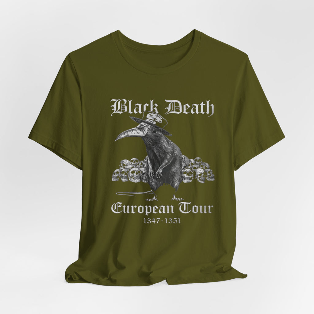 Black Death Plague Doctor crow European Tour T-Shirt | 1347-1351 gothic tee