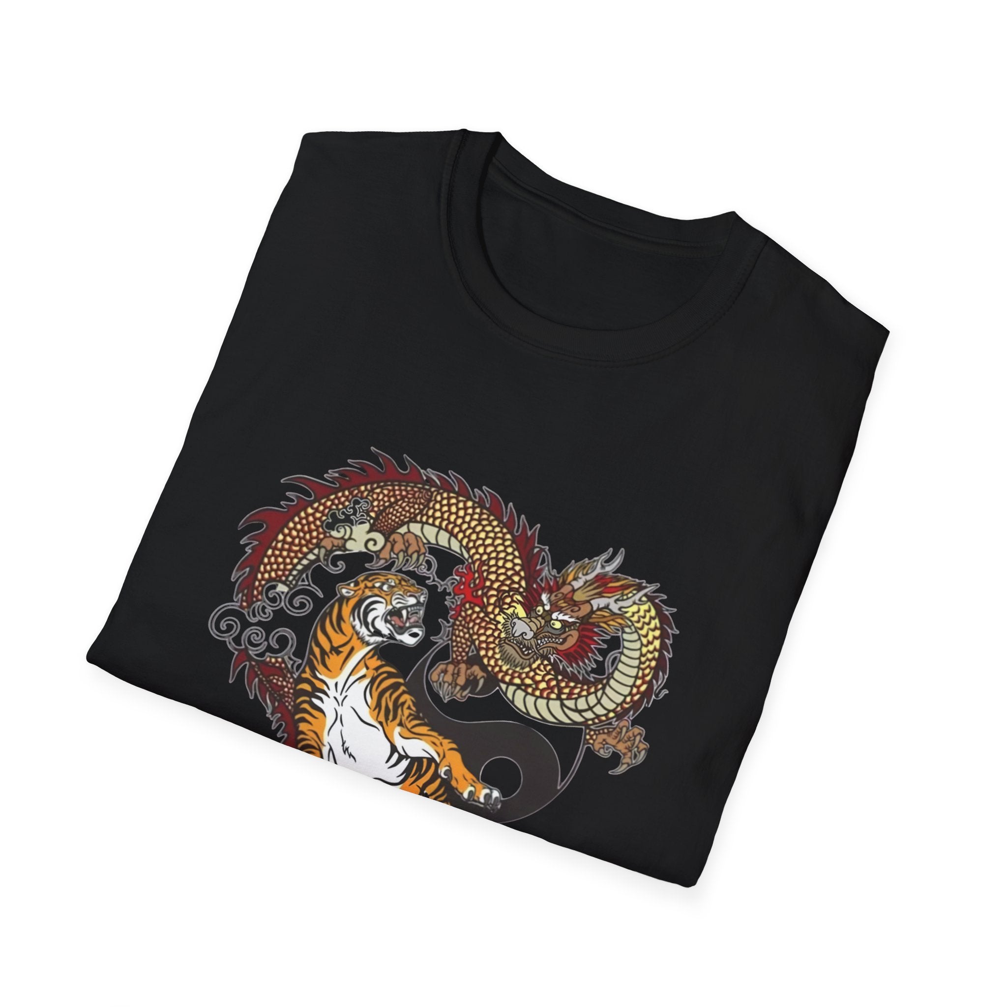 Tiger and Dragon Yin Yang T-Shirt — Asian Tattoo Style Graphic Tee