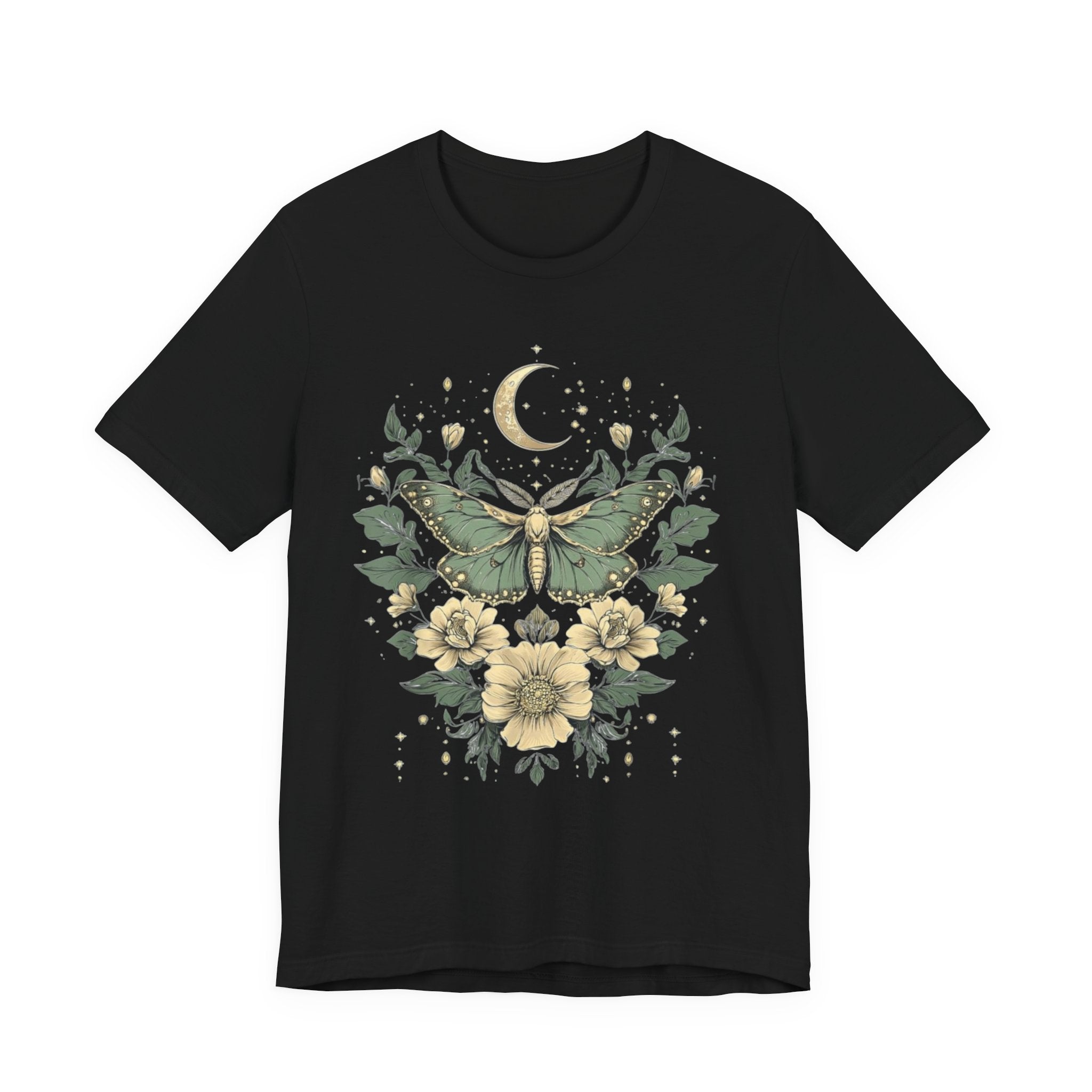 Cottage Core Moth Moon Phases Tee, Goblin Aesthetic Shirt, Unisex Nature T-Shirt, Witchy Boho Top, Lunar Celestial Clothing