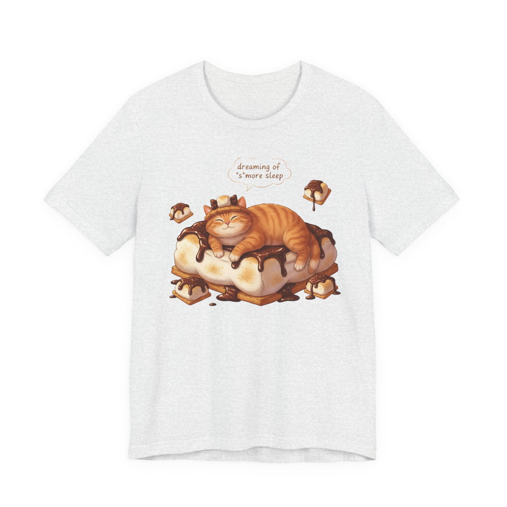 Sleeping Tabby on S'mores Tee | Cat Dessert Illustration T-Shirt