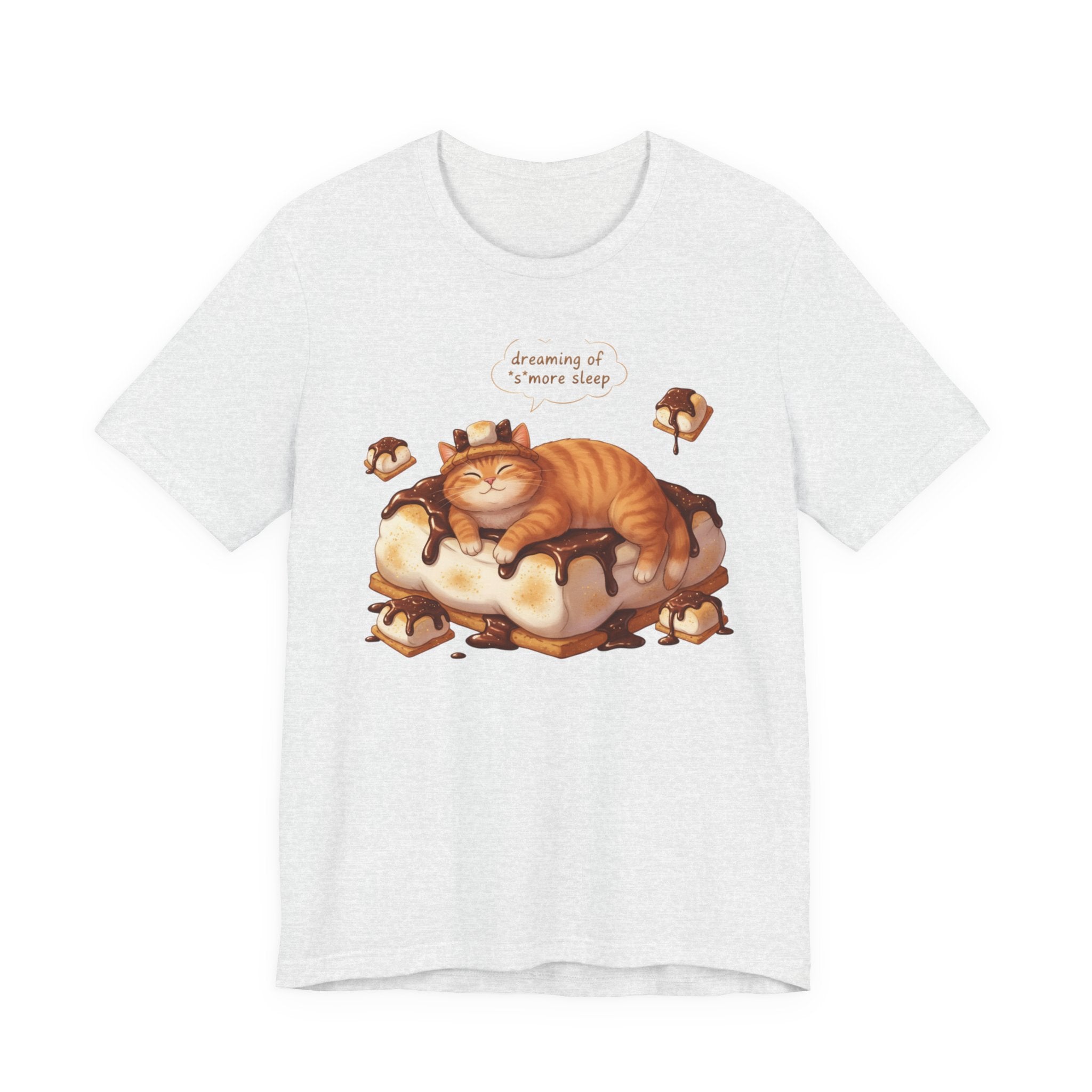 Sleeping Tabby on S'mores Tee | Cat Dessert Illustration T-Shirt