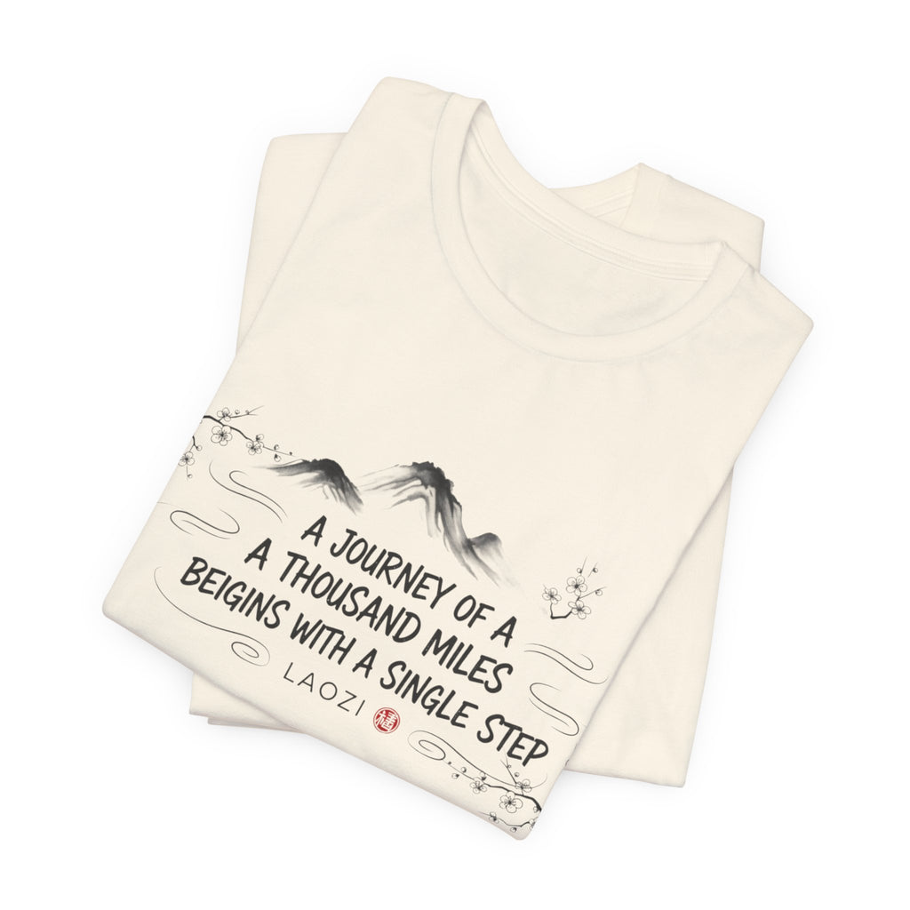 A Journey of a Thousand Miles tee | Mountain Quote Shirt, Minimal Zen Design