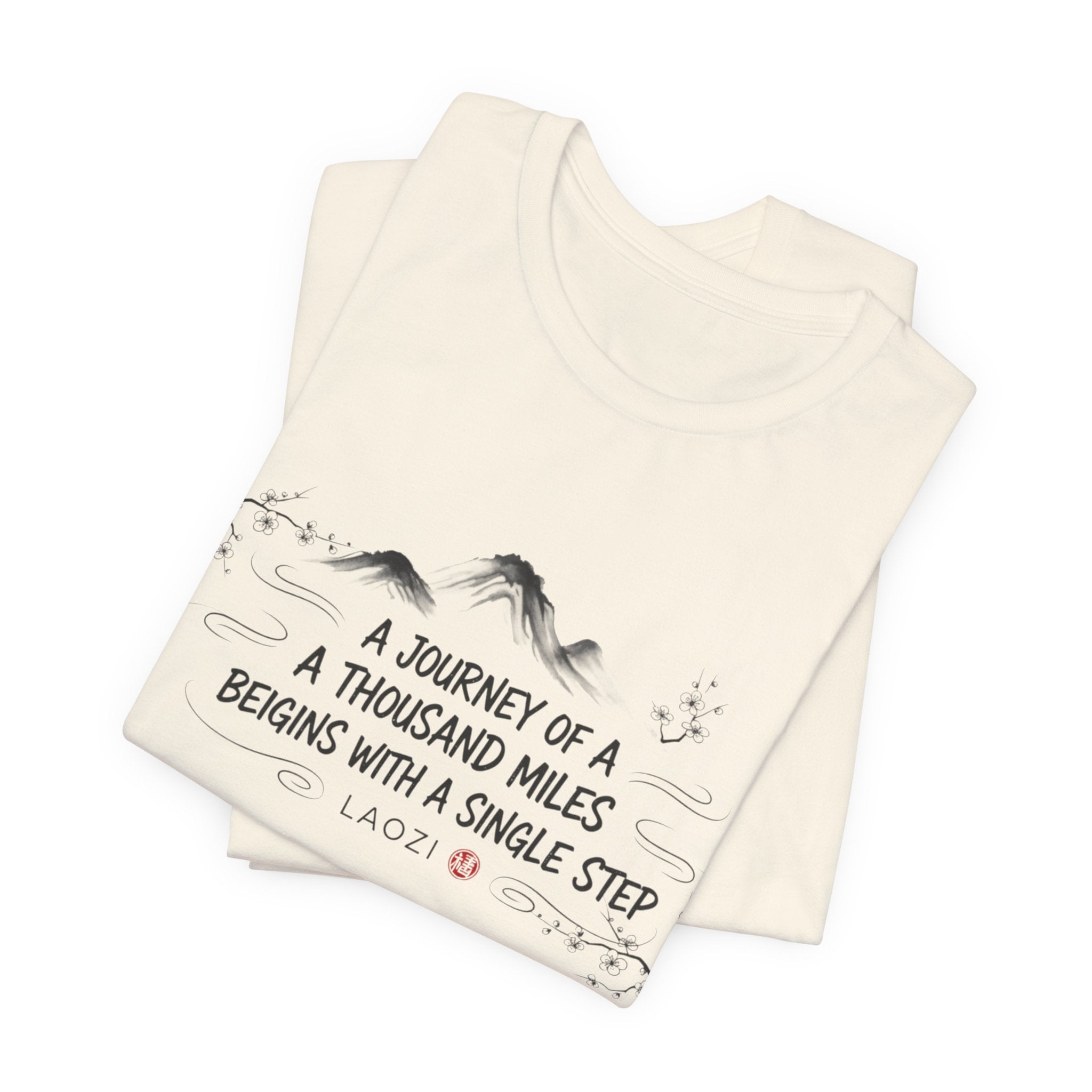 A Journey of a Thousand Miles tee | Mountain Quote Shirt, Minimal Zen Design