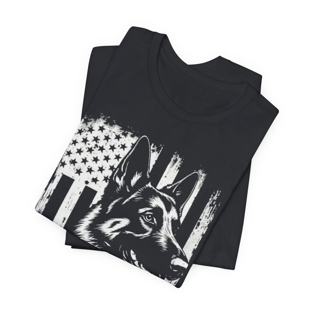 German Shepherd American Flag T‑Shirt — Patriotic K9 Tee