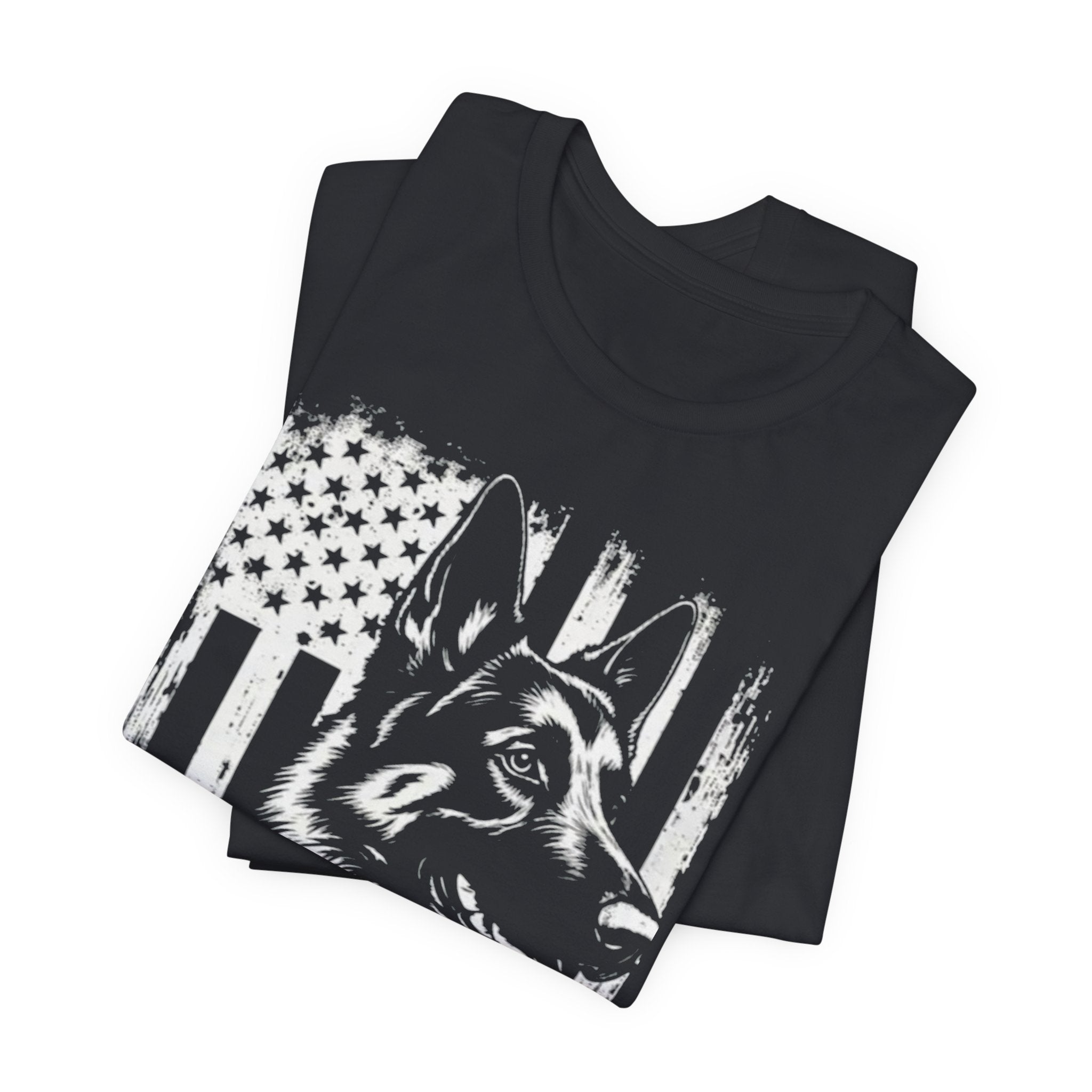 German Shepherd American Flag T‑Shirt — Patriotic K9 Tee