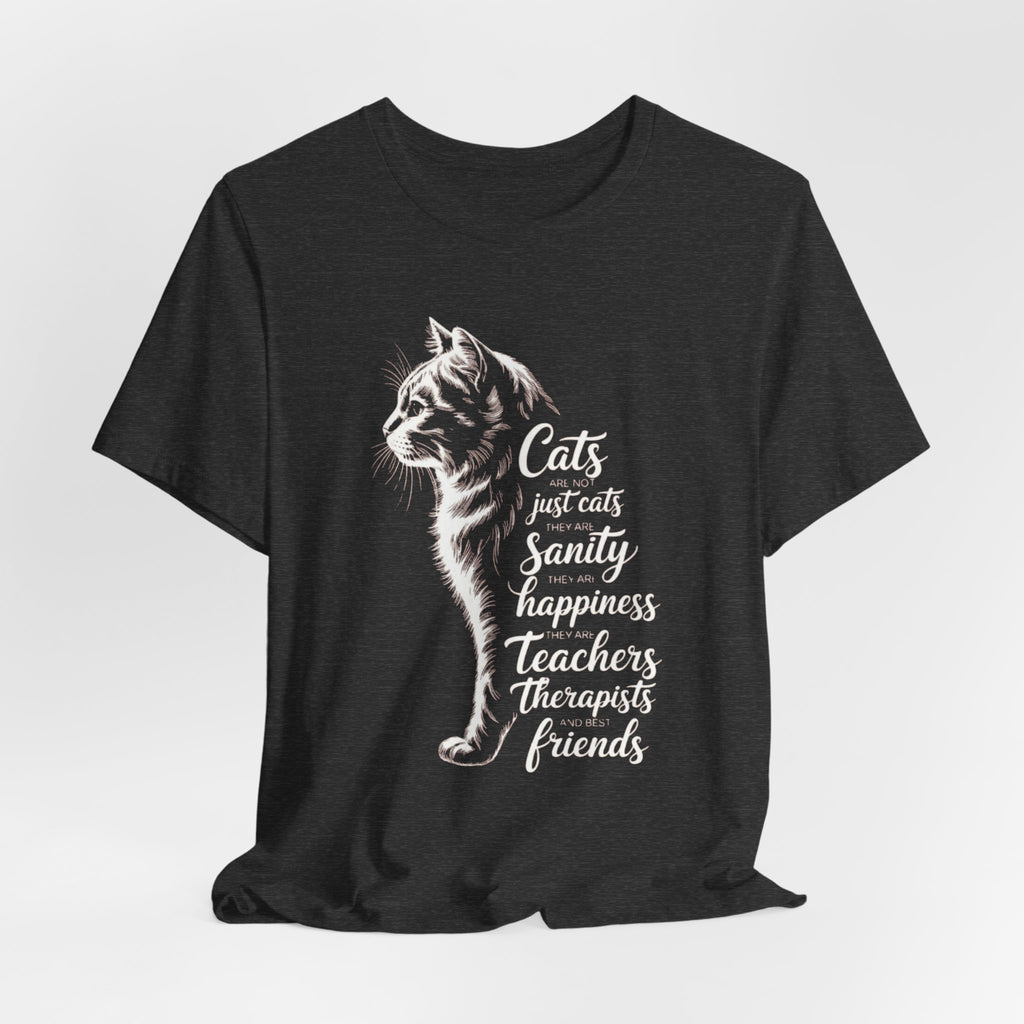 Cat Illustration Unisex Tee, Positive Vibes Motivational Tshirt, Cat Lover Shirt, Graphic Tee Gift, Inspirational Animal Tee