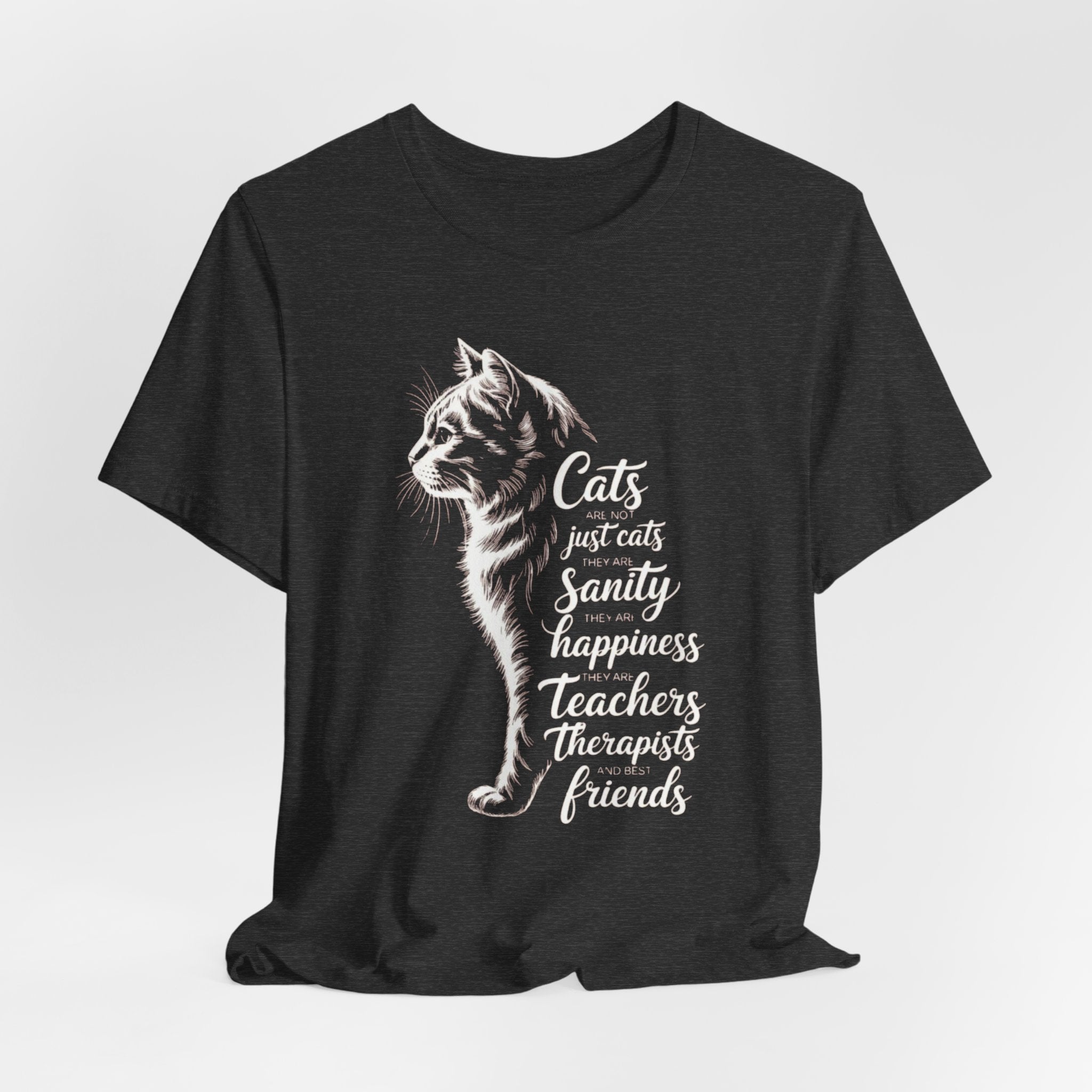 Cat Illustration Unisex Tee, Positive Vibes Motivational Tshirt, Cat Lover Shirt, Graphic Tee Gift, Inspirational Animal Tee
