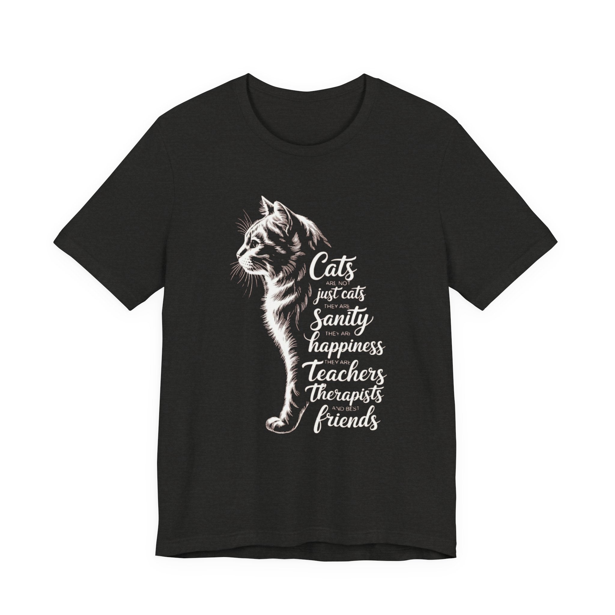 Cat Illustration Unisex Tee, Positive Vibes Motivational Tshirt, Cat Lover Shirt, Graphic Tee Gift, Inspirational Animal Tee
