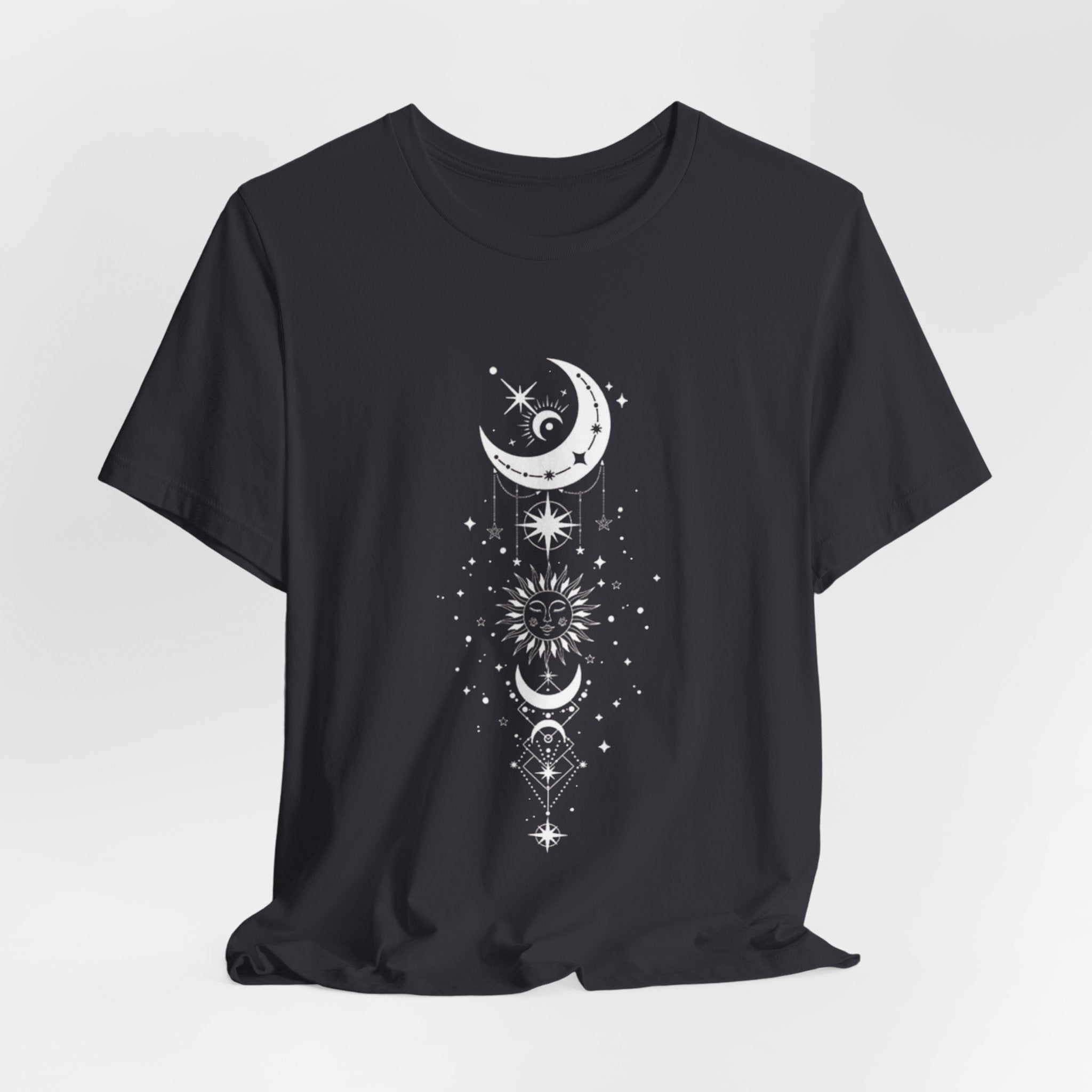 Celestial Moon Phase Tee, Unisex Graphic T-Shirt, Astrology Gift, Horoscope Apparel, Boho Style Top, Spiritual Wear